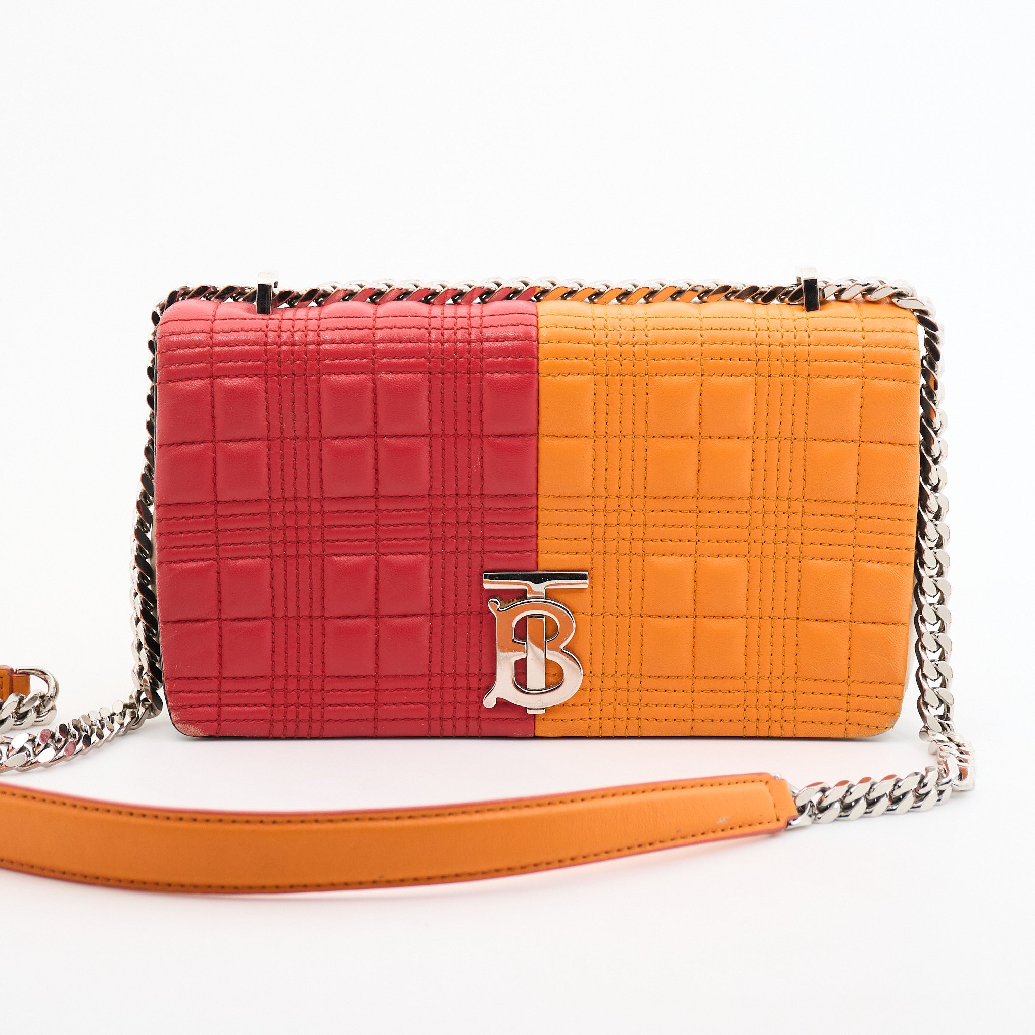 Burberry Leather Quilted Crossbody in Orange and Red