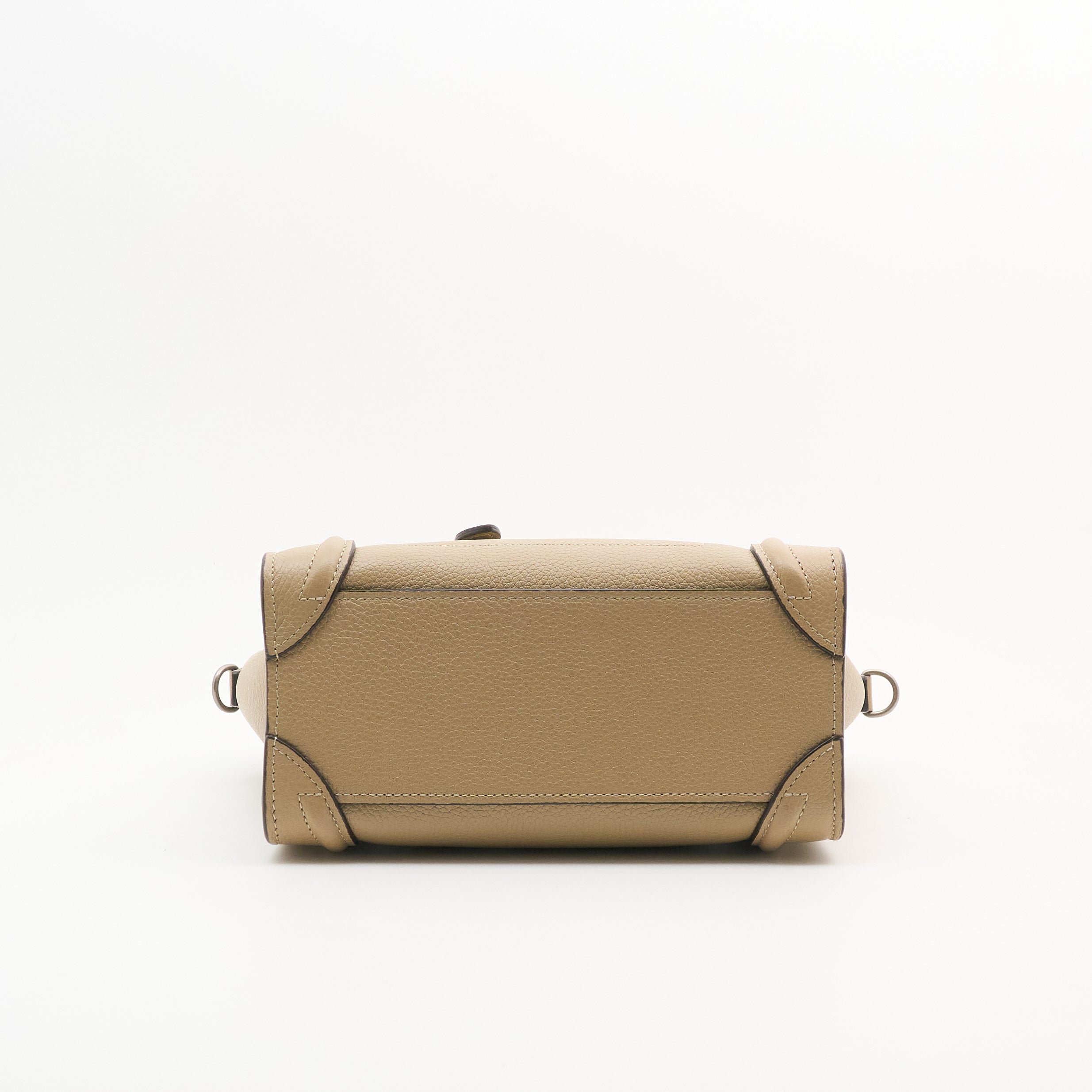 Celine Luggage Nano Handbag In Beige Drummed Calfskin Leather
