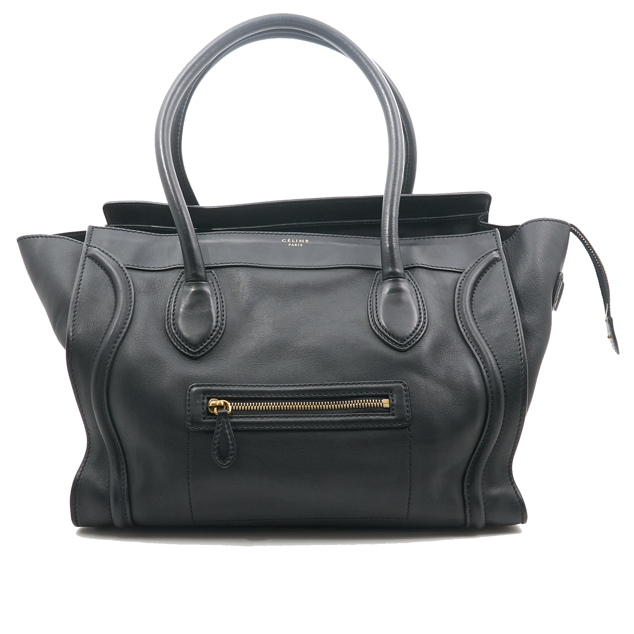Celine Black Leather Luggage Tote Bag