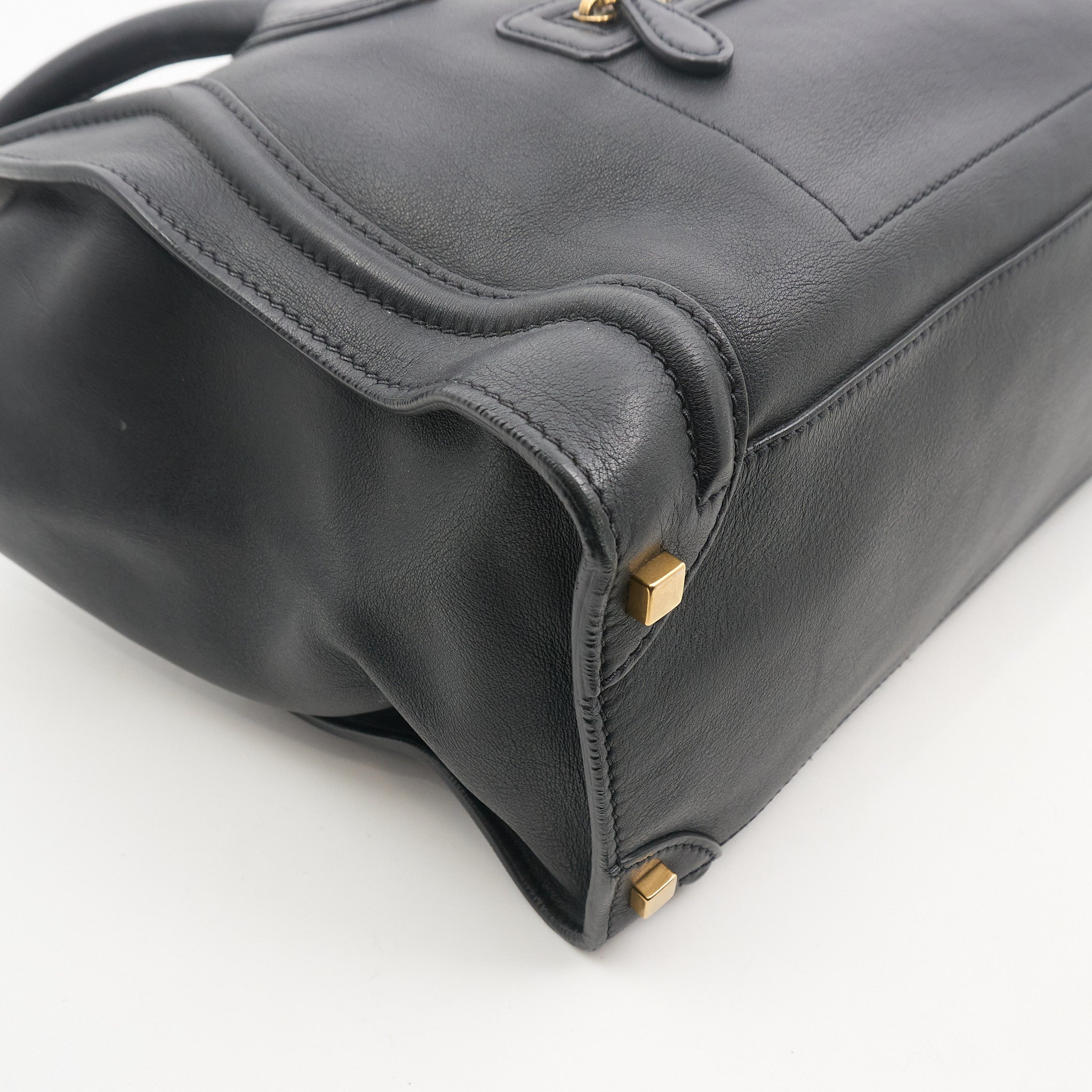 Celine Black Leather Luggage Tote Bag