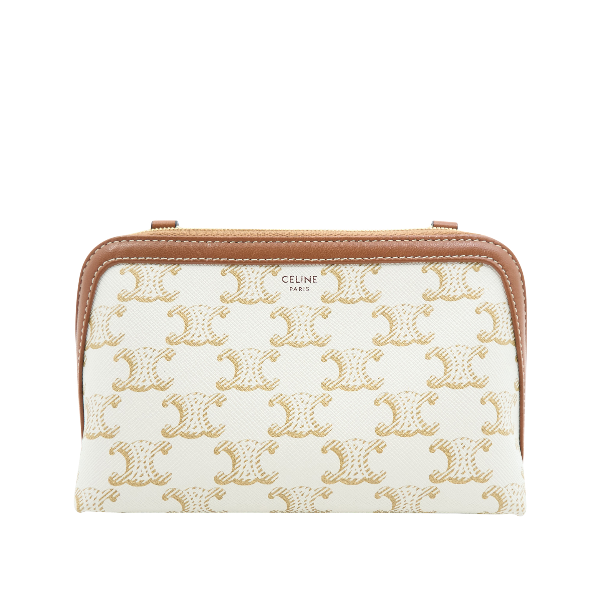 Celine Clutch With Chain Triomphe Canvas Bag