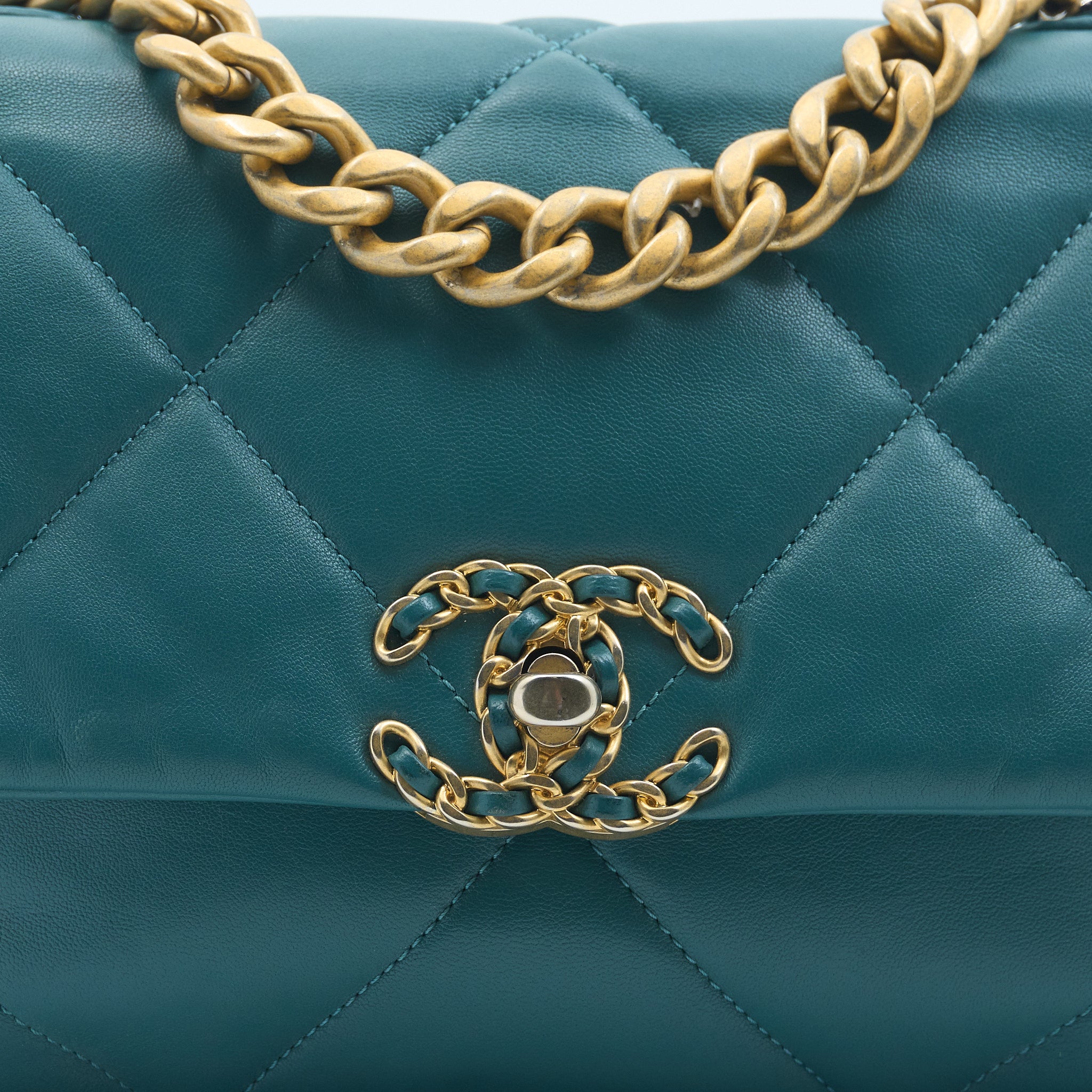 Chanel 19 Small Emerald Green Lambskin Bag