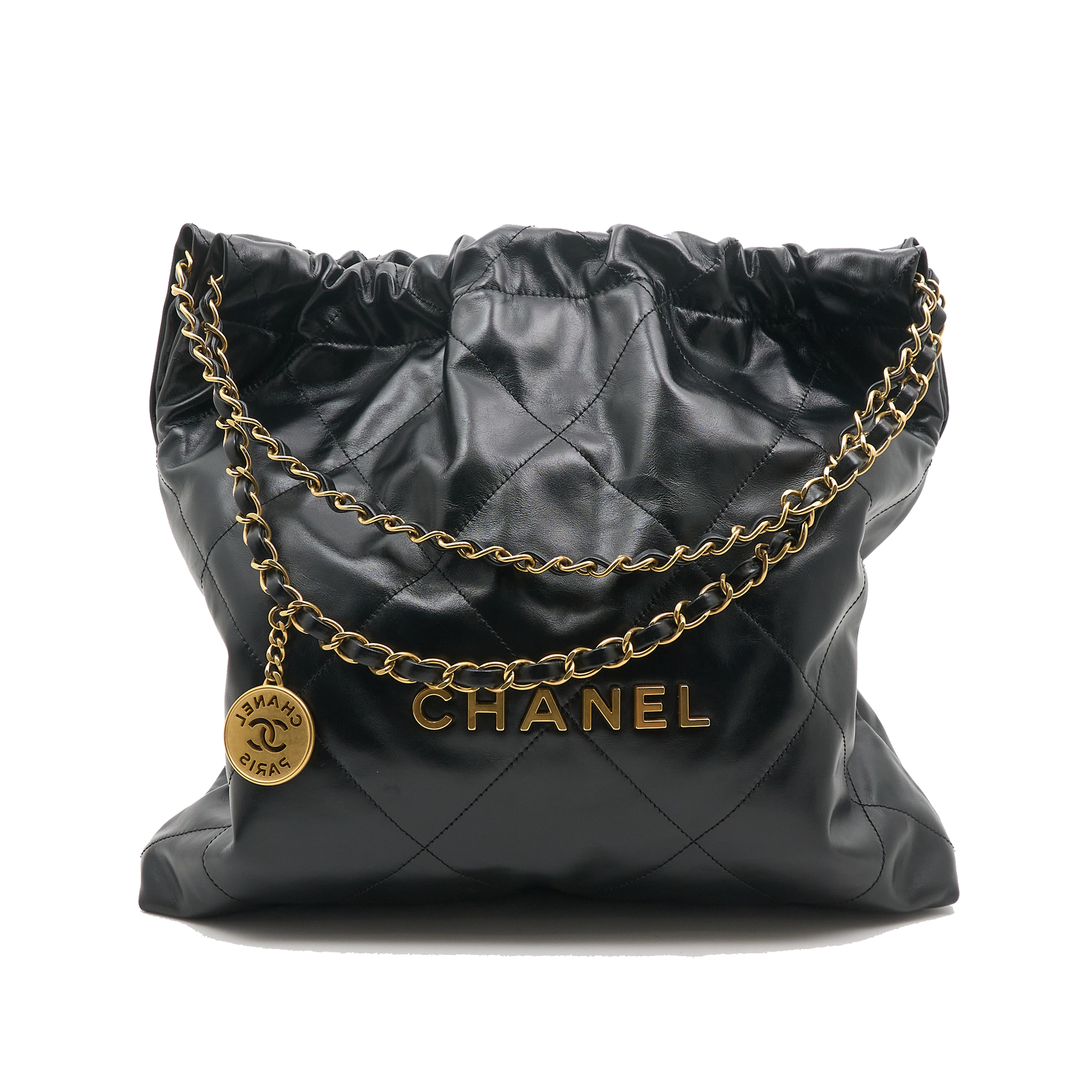 Chanel 22 Small Shiny Calfskin Black Bag