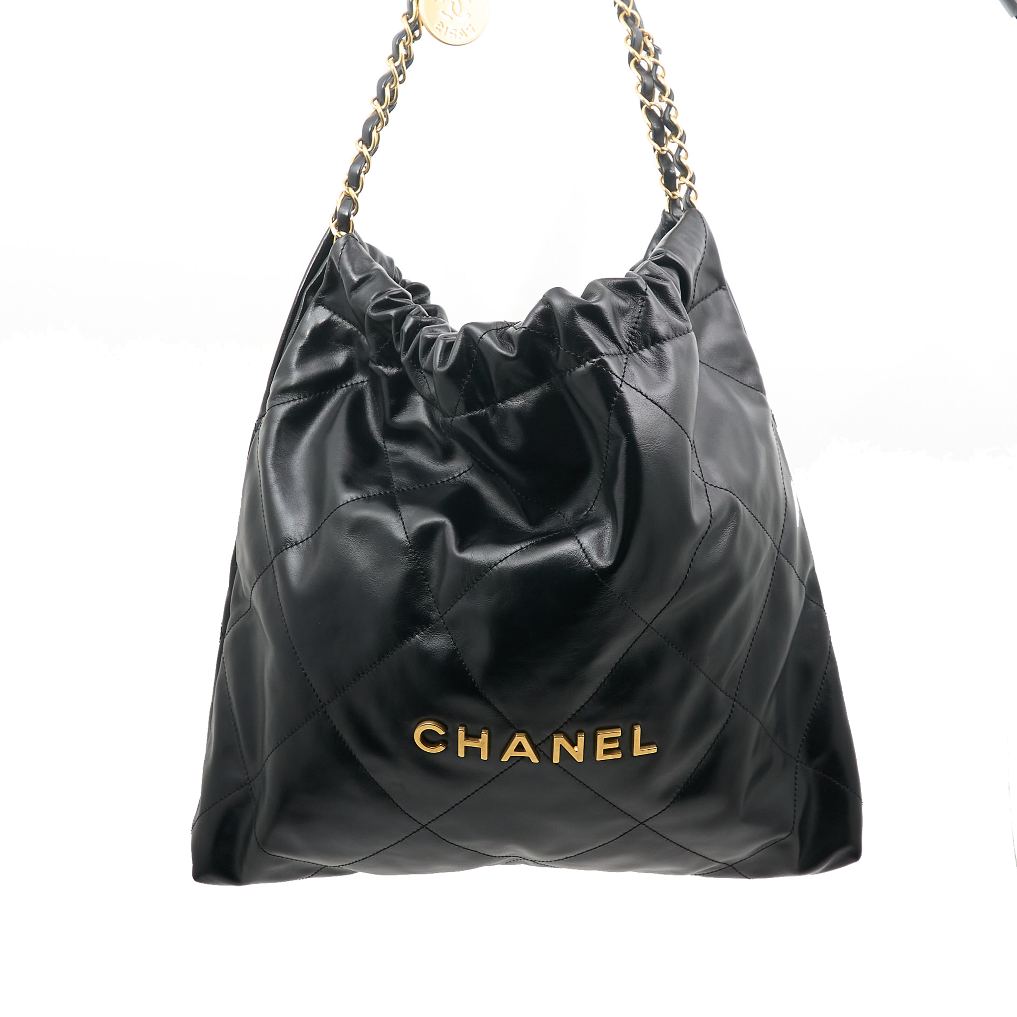 Chanel 22 Small Shiny Calfskin Black Bag