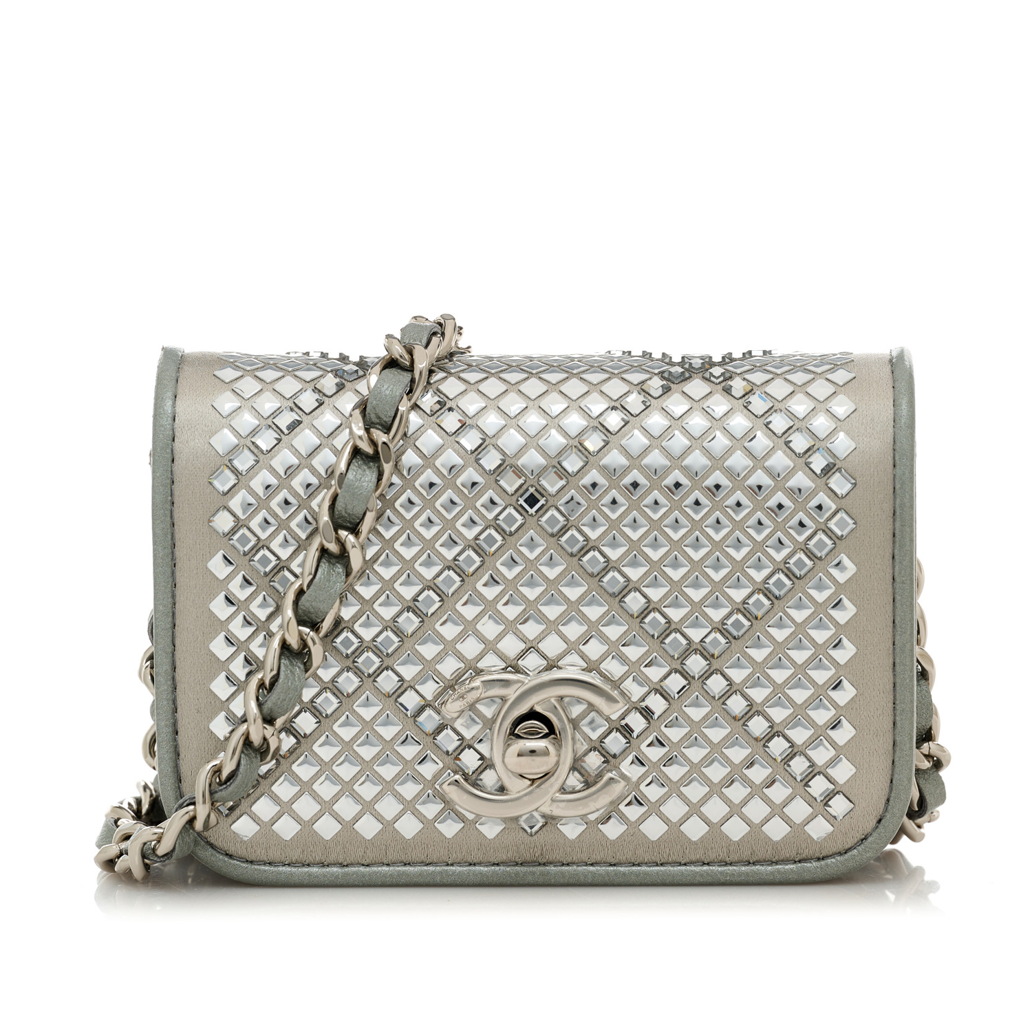 Chanel 22A Mini Crystal Studded Chain Belt Bag SHW