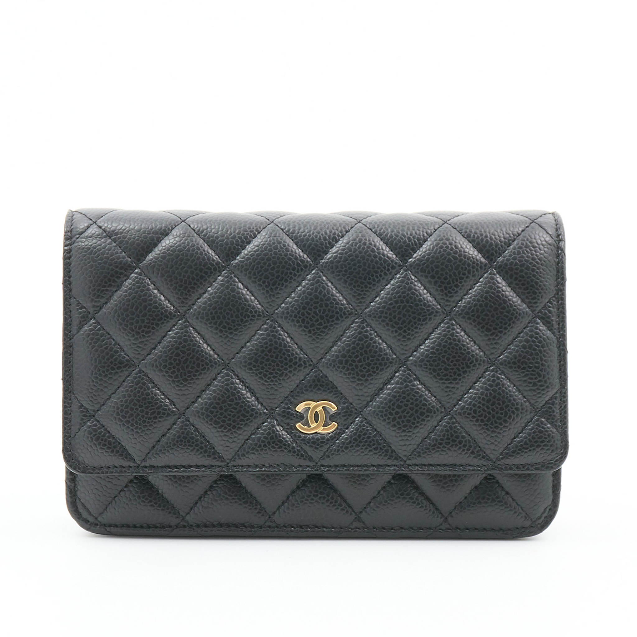 Chanel Black Caviar Wallet On Chain WOC GHW