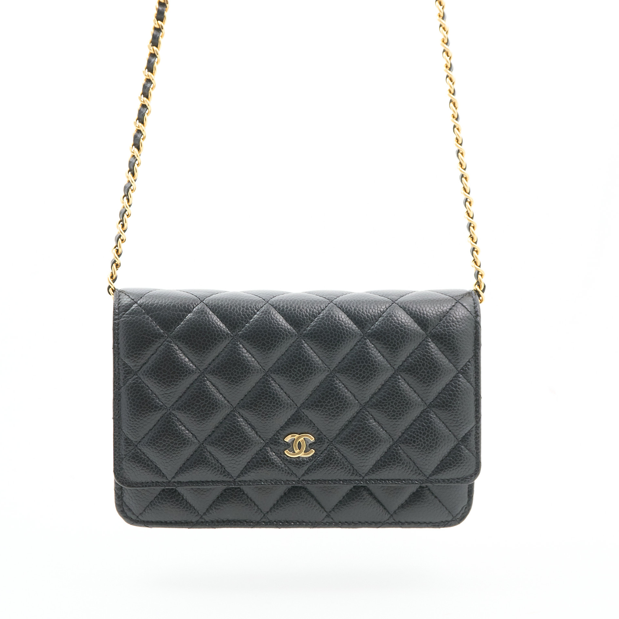 Chanel Black Caviar Wallet On Chain WOC GHW