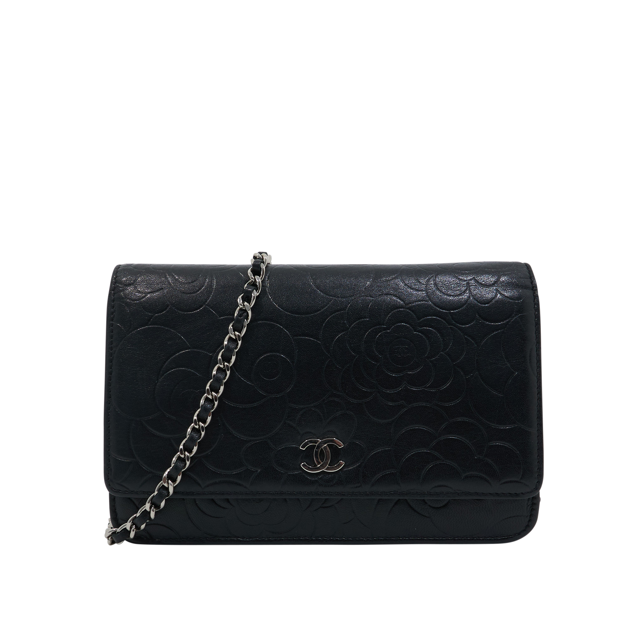 Chanel Camellia Black WOC SHW