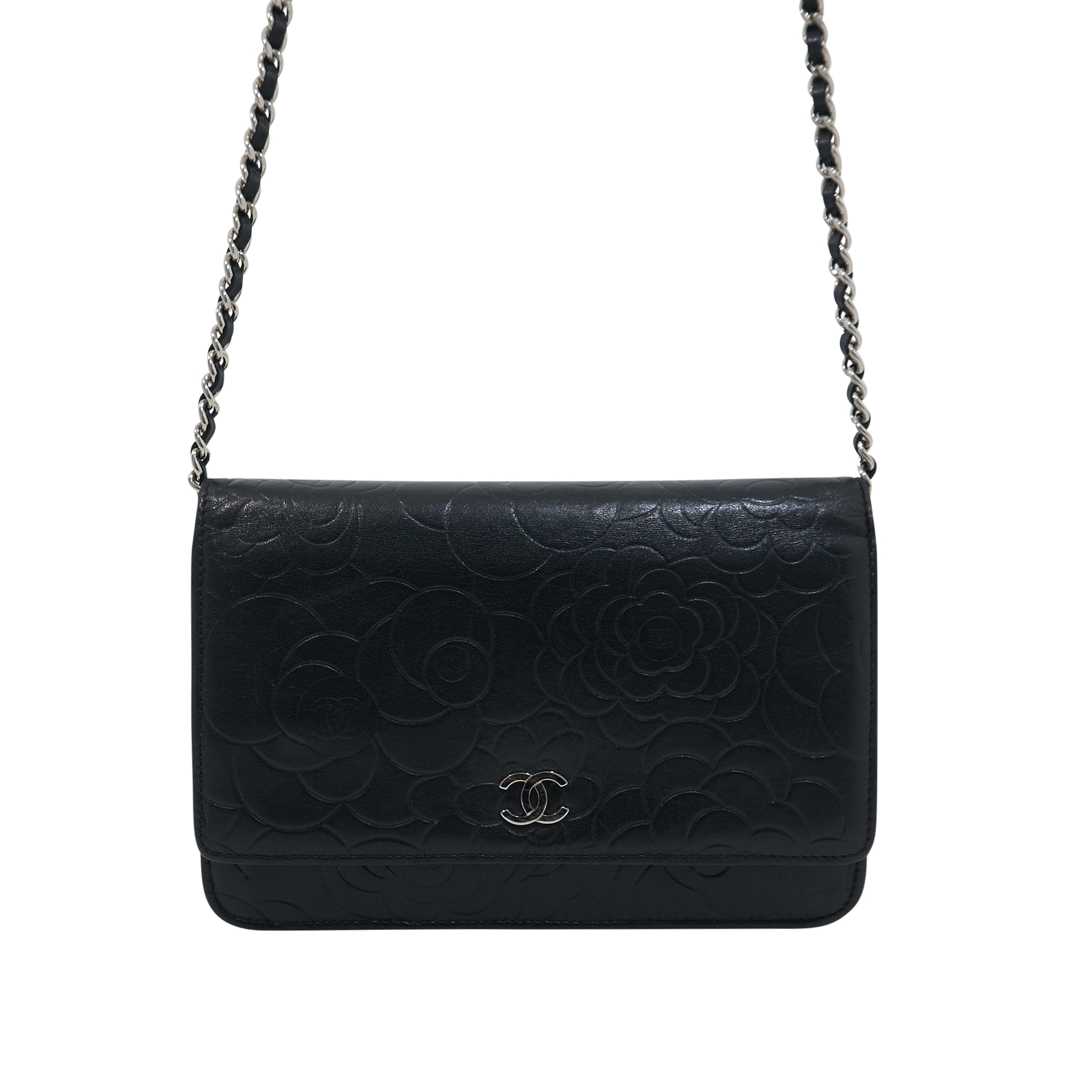 Chanel Camellia Black WOC SHW