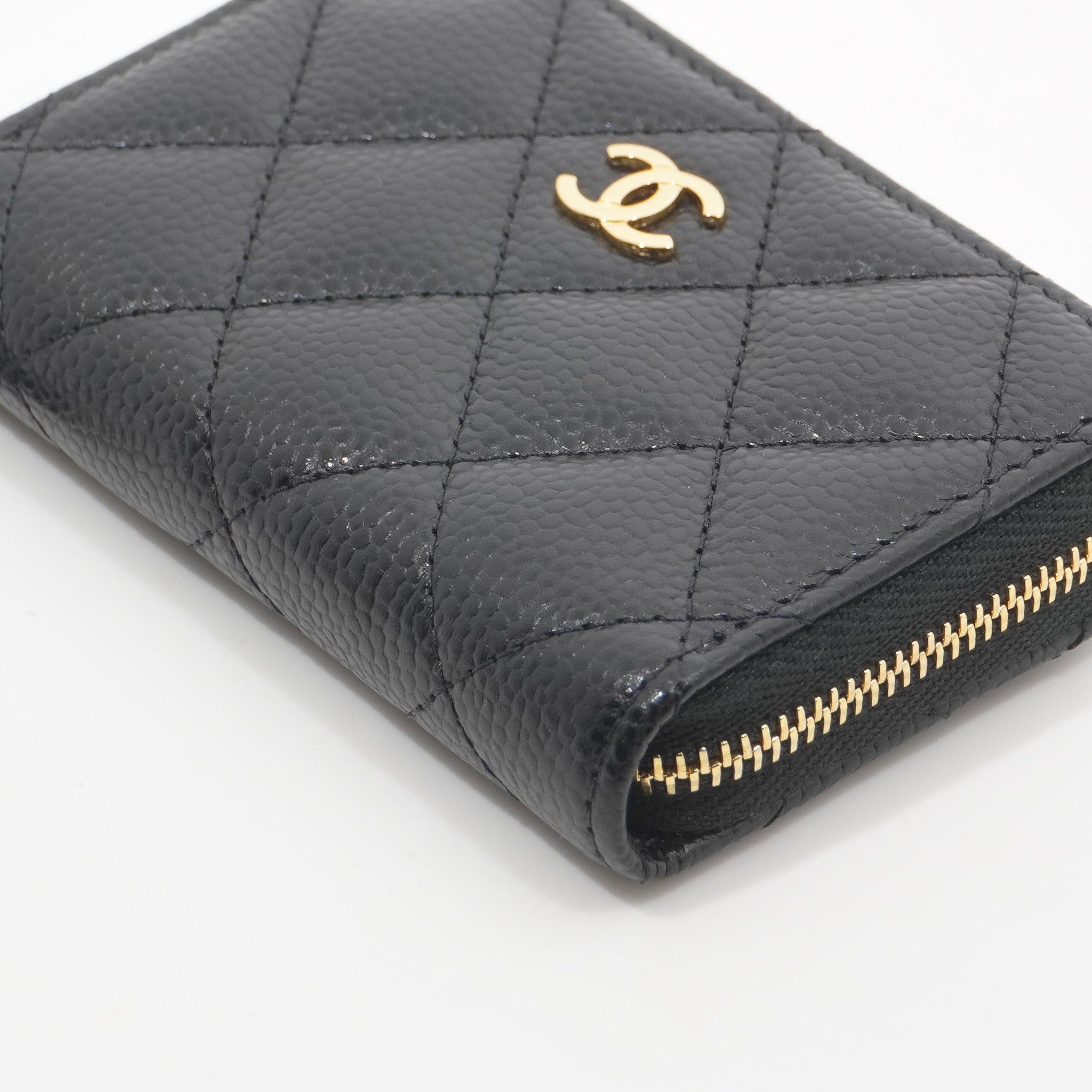 Chanel Zip Card Holder Caviar Black GHW