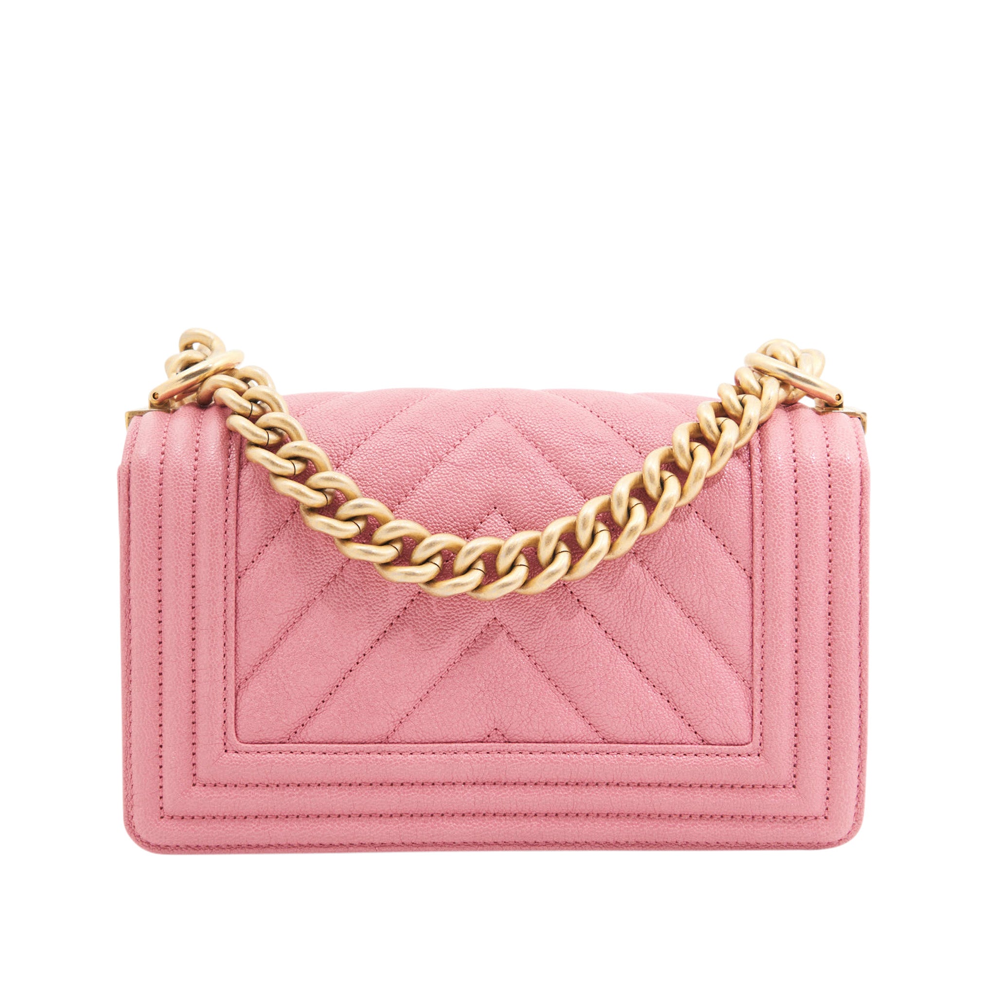 Chanel Caviar Quilted Boy Small in Pink GHW