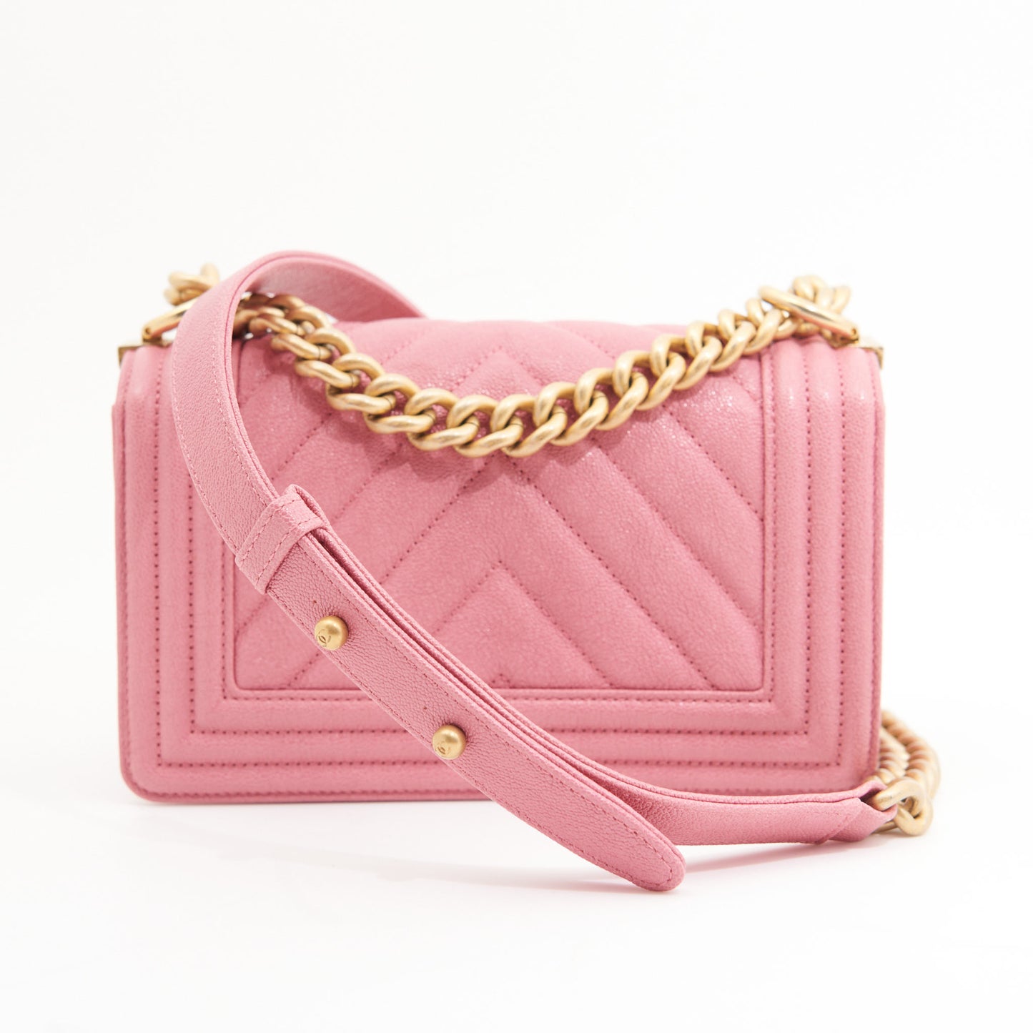 Chanel Caviar Quilted Boy Small in Pink GHW