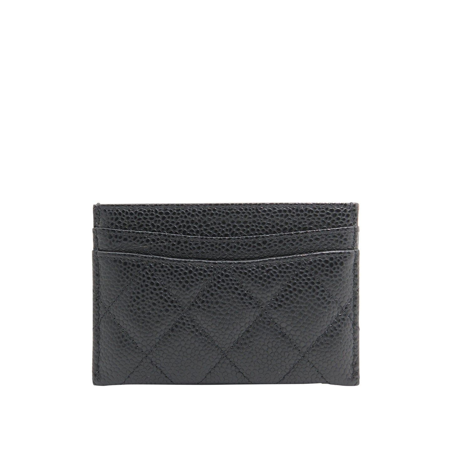 Chanel Black Caviar Quilted Card Wallet GHW
