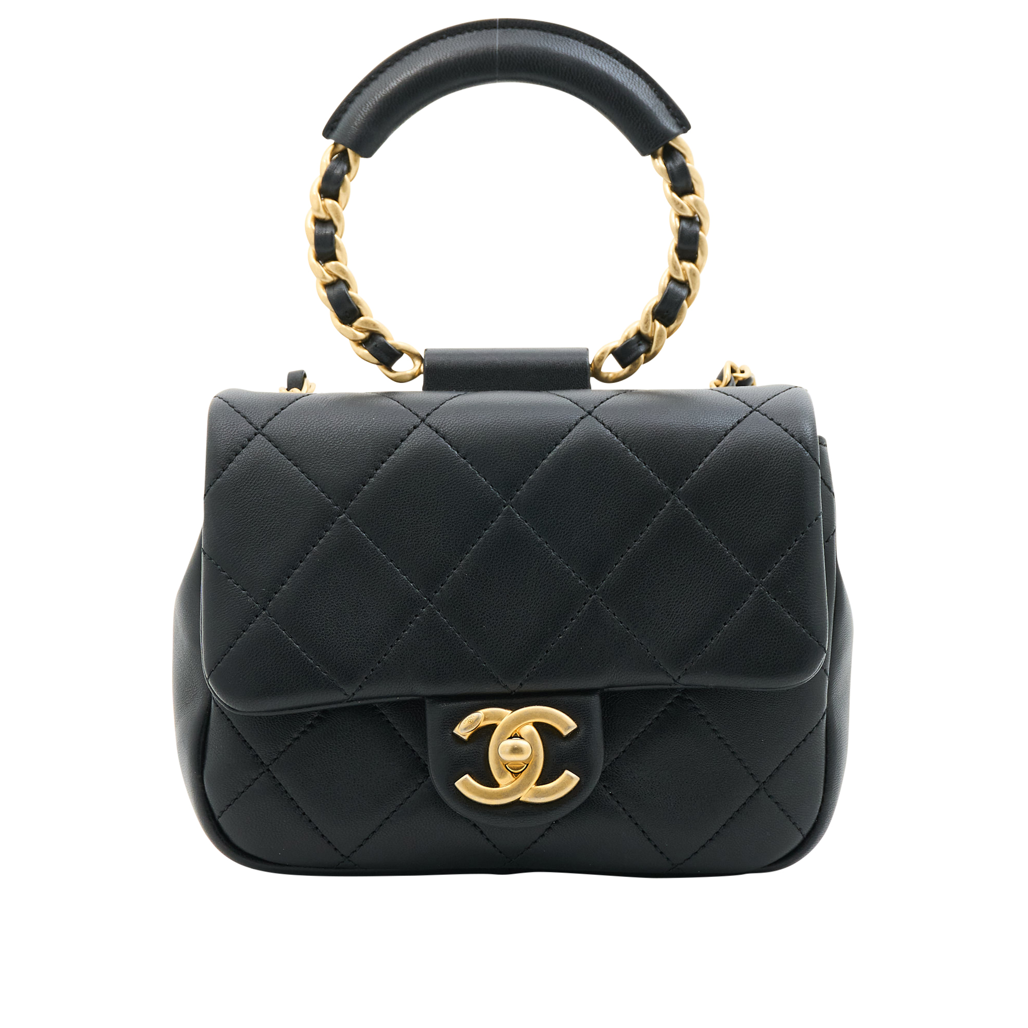 Chanel Caviar Quilted Top Handle in Black GHW