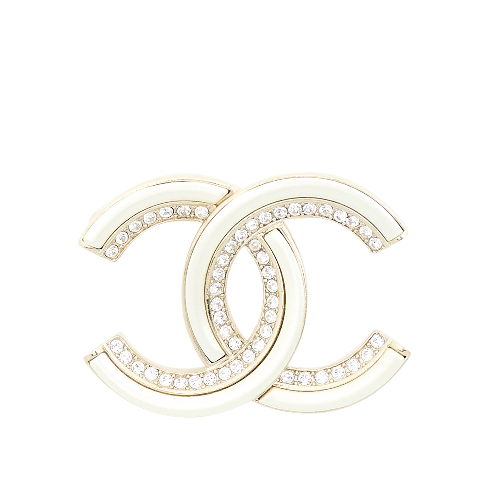 Chanel CC Crystal Ivory Brooch