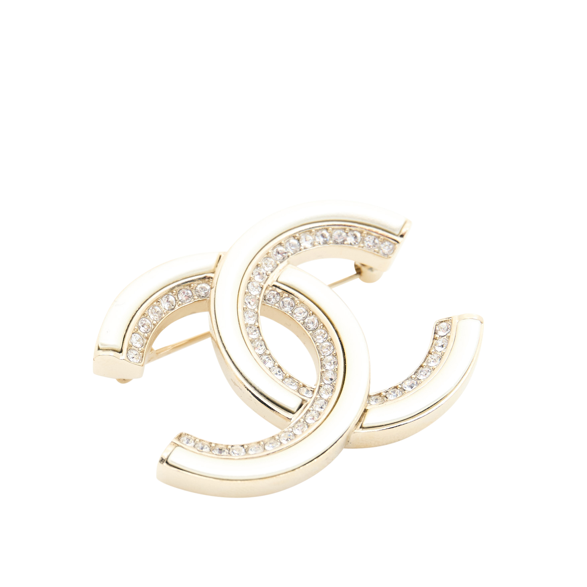 Chanel CC Crystal Ivory Brooch