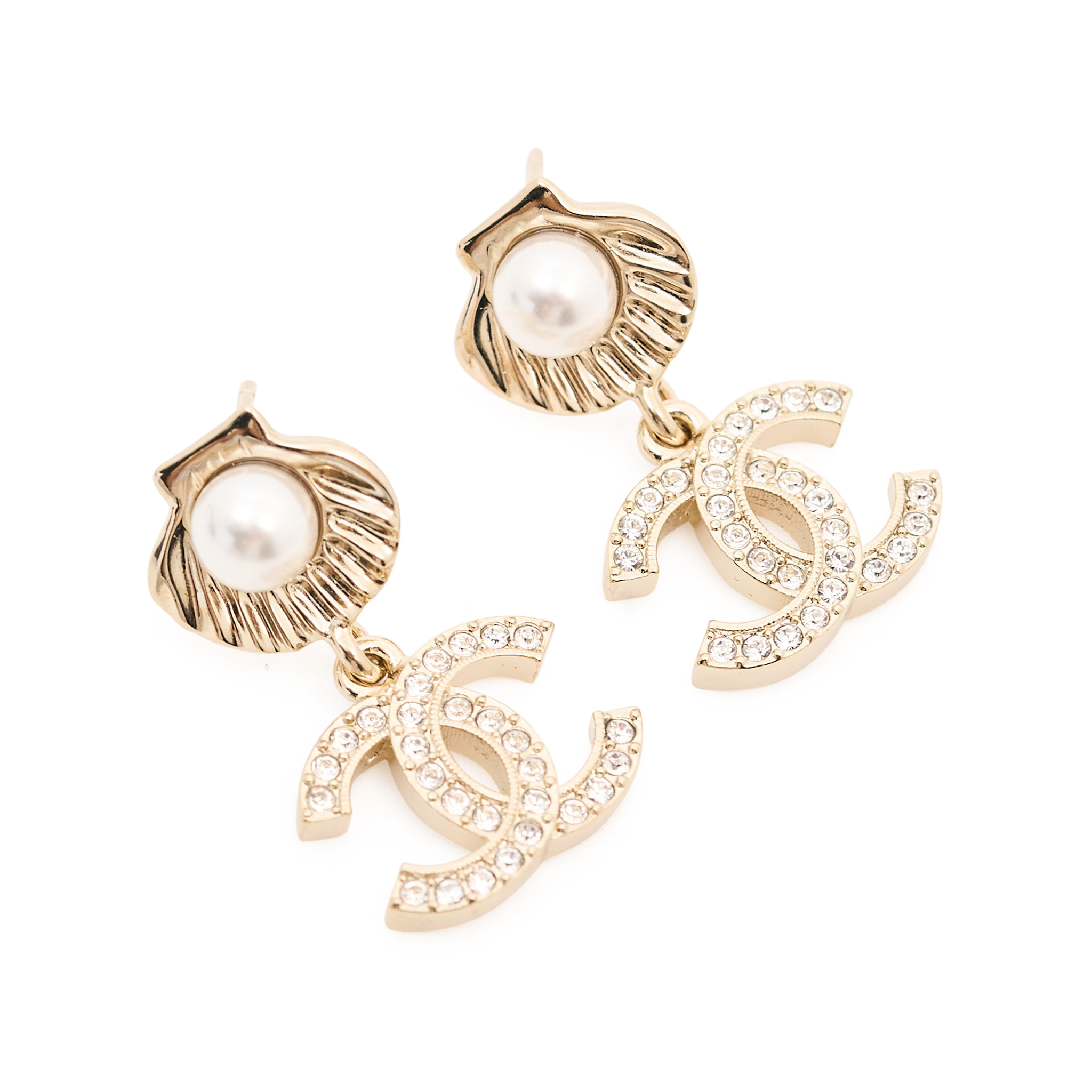 Chanel CC Drop Earrings with Pearl GHW