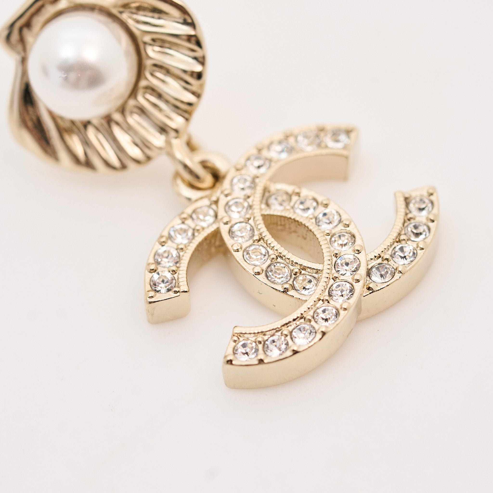 Chanel CC Drop Earrings with Pearl GHW