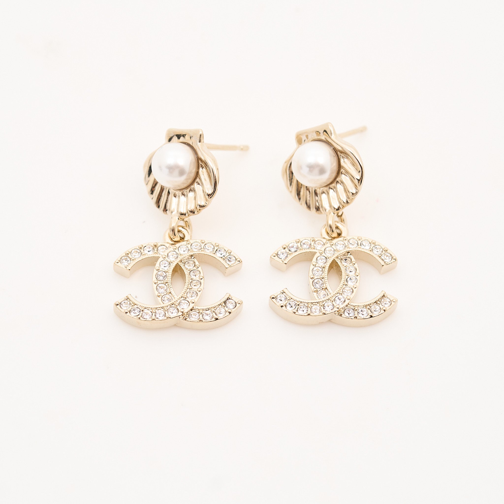Chanel CC Drop Earrings with Pearl GHW
