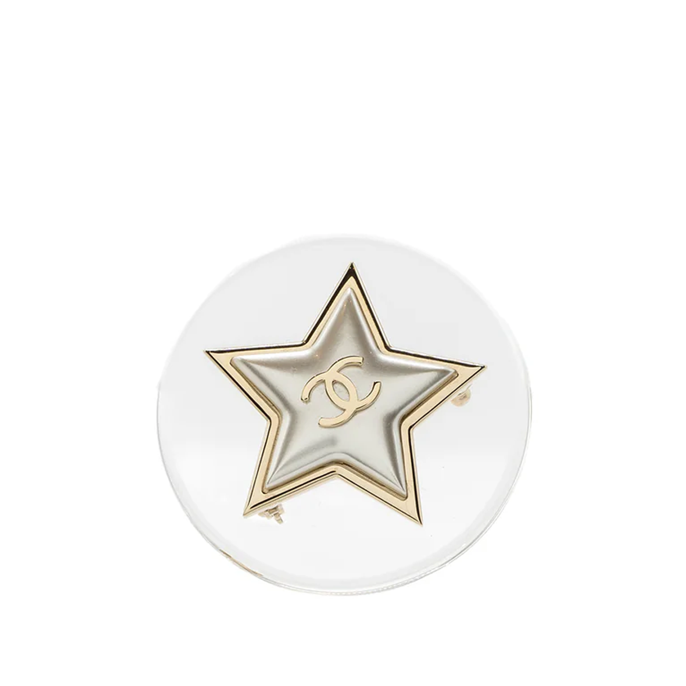 Chanel CC Star Brooch in Light Gold
