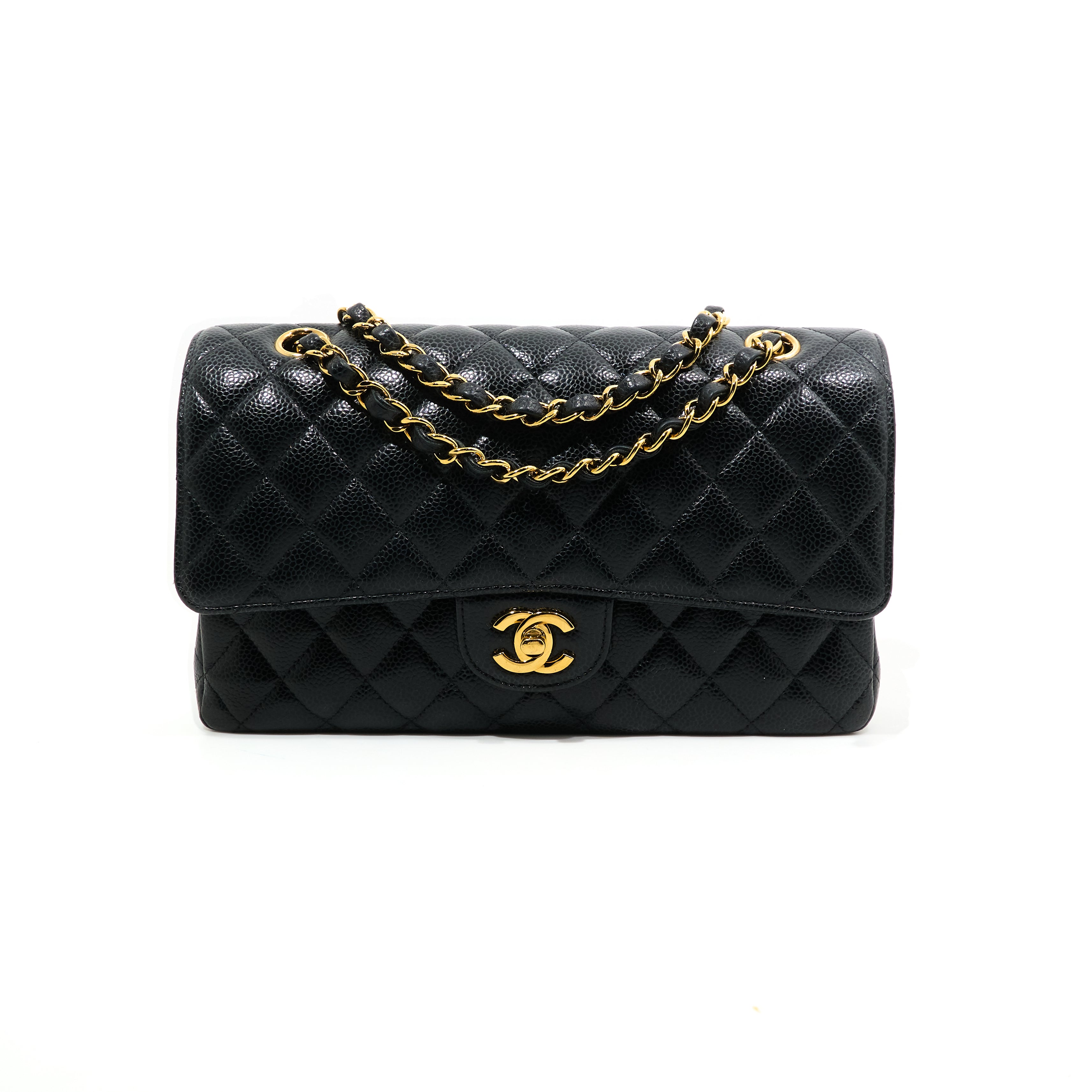 Chanel Classic Double Flap Medium Black Caviar Bag GHW