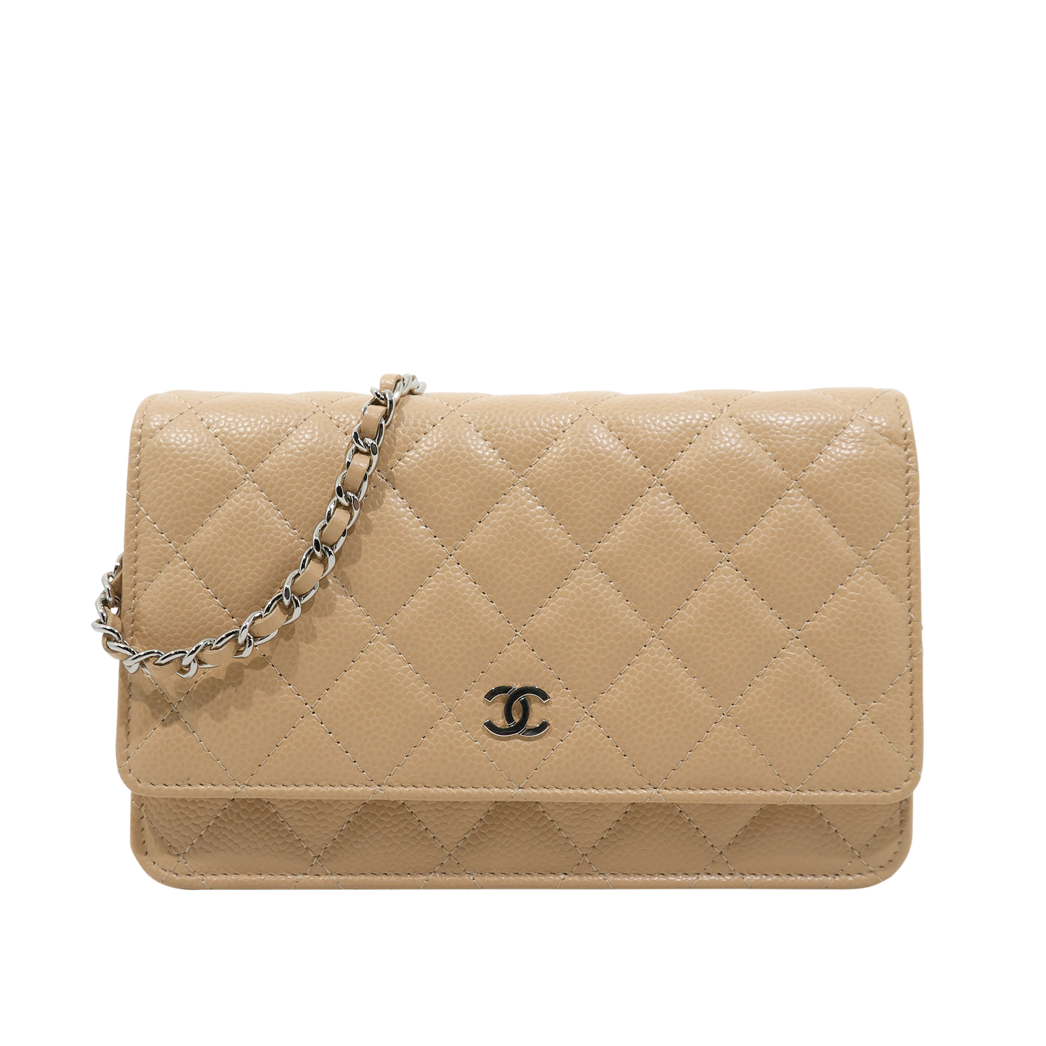 Chanel Classic Wallet on Chain Beige Caviar Leather SHW