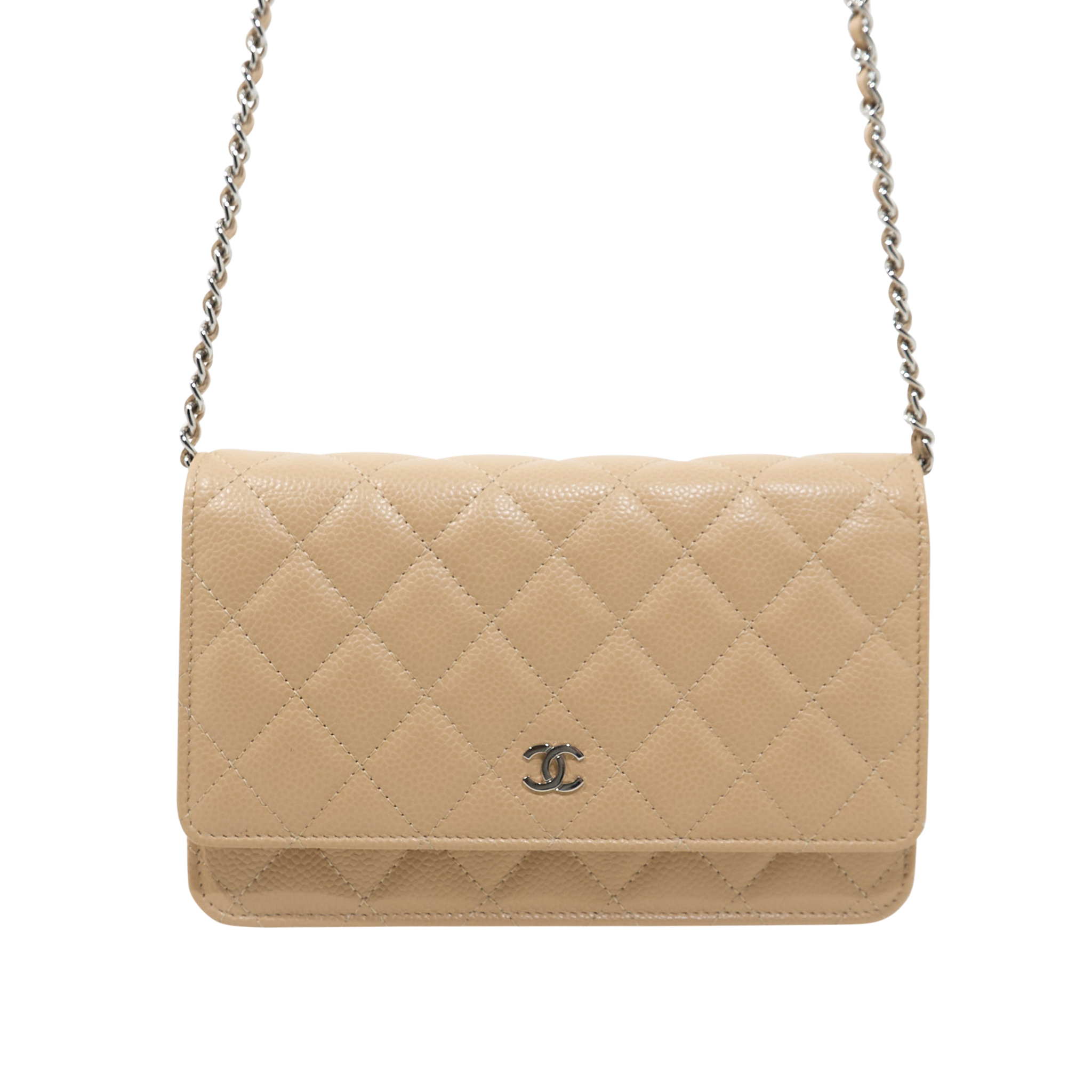 Chanel Classic Wallet on Chain Beige Caviar Leather SHW