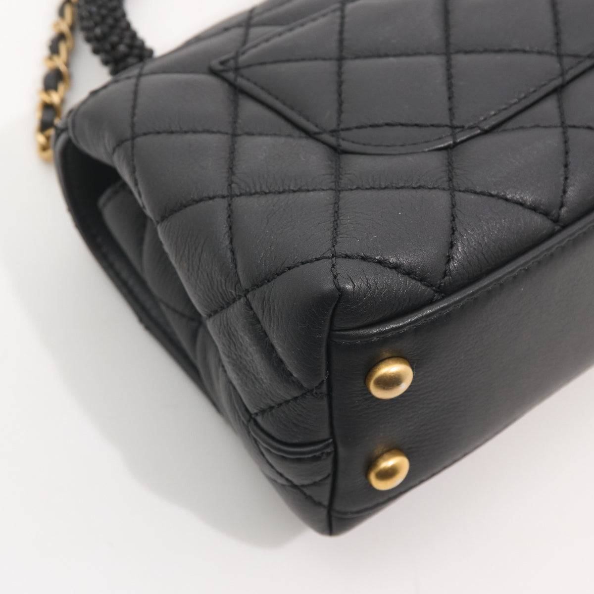 Chanel Crystal Quilted Mini Coco Handle Flap Black Bag