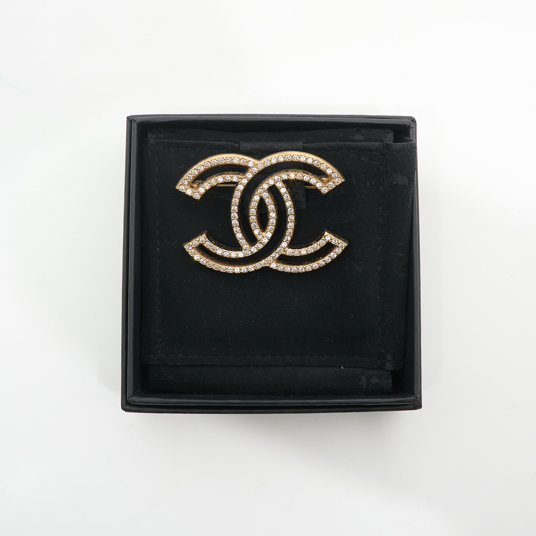 Chanel CC Crystal Gold Brooch