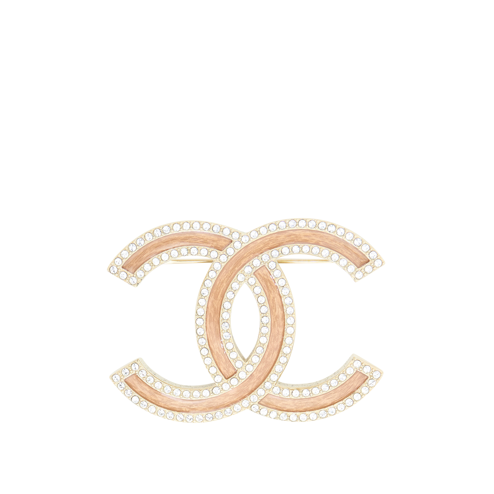 Chanel Crystal & Copperstone CC Brooch