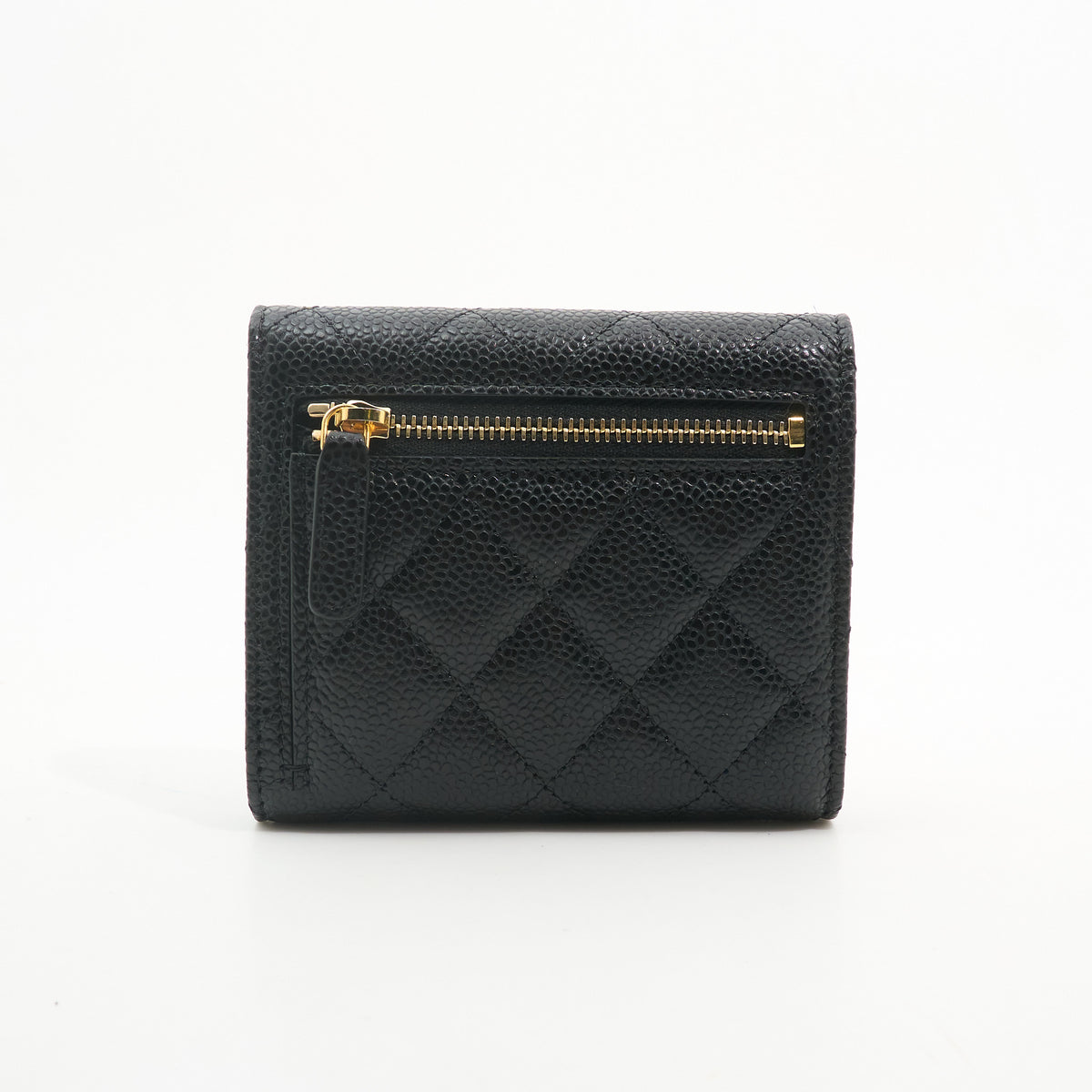 Chanel Black Quilted Caviar Flap Wallet