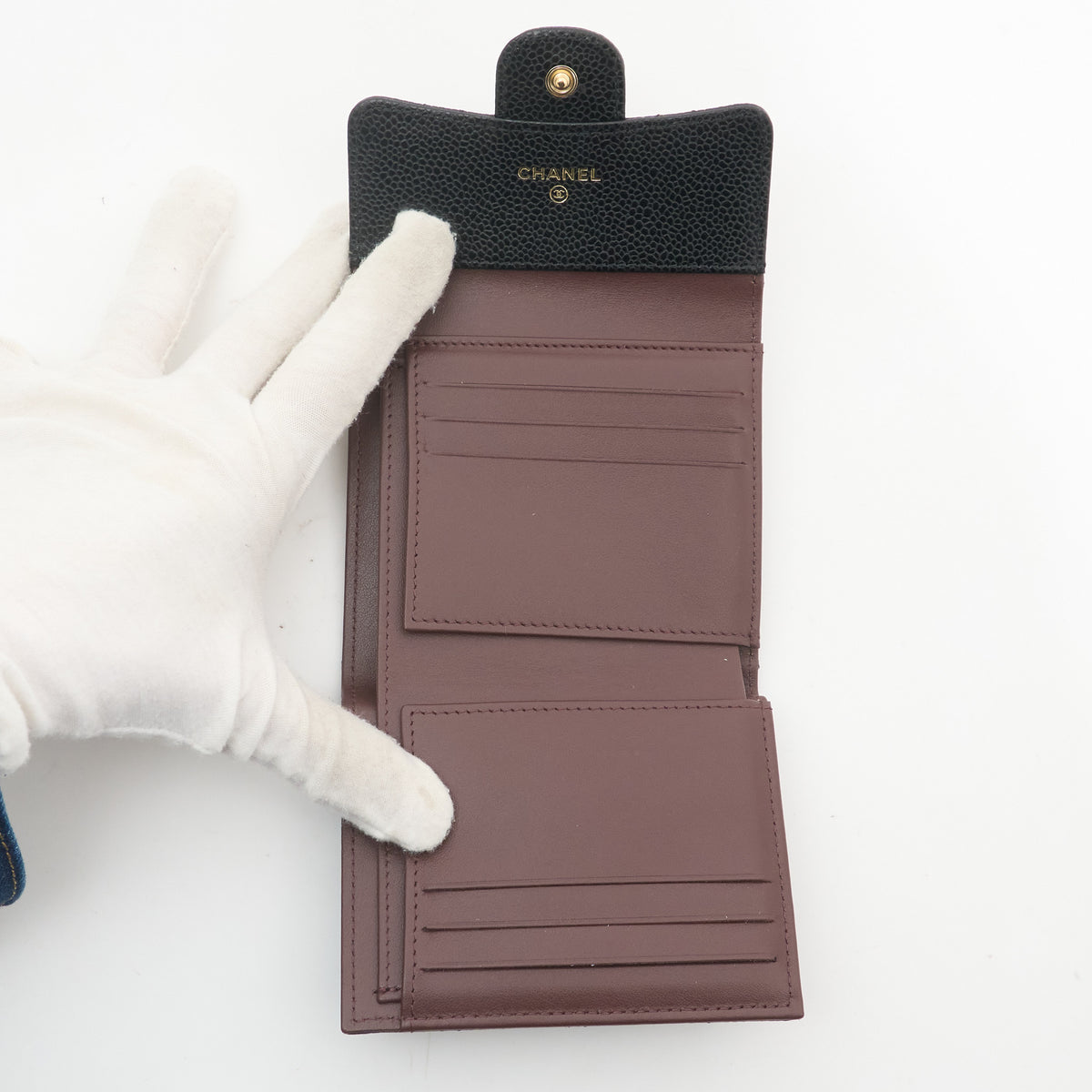 Chanel Black Quilted Caviar Flap Wallet