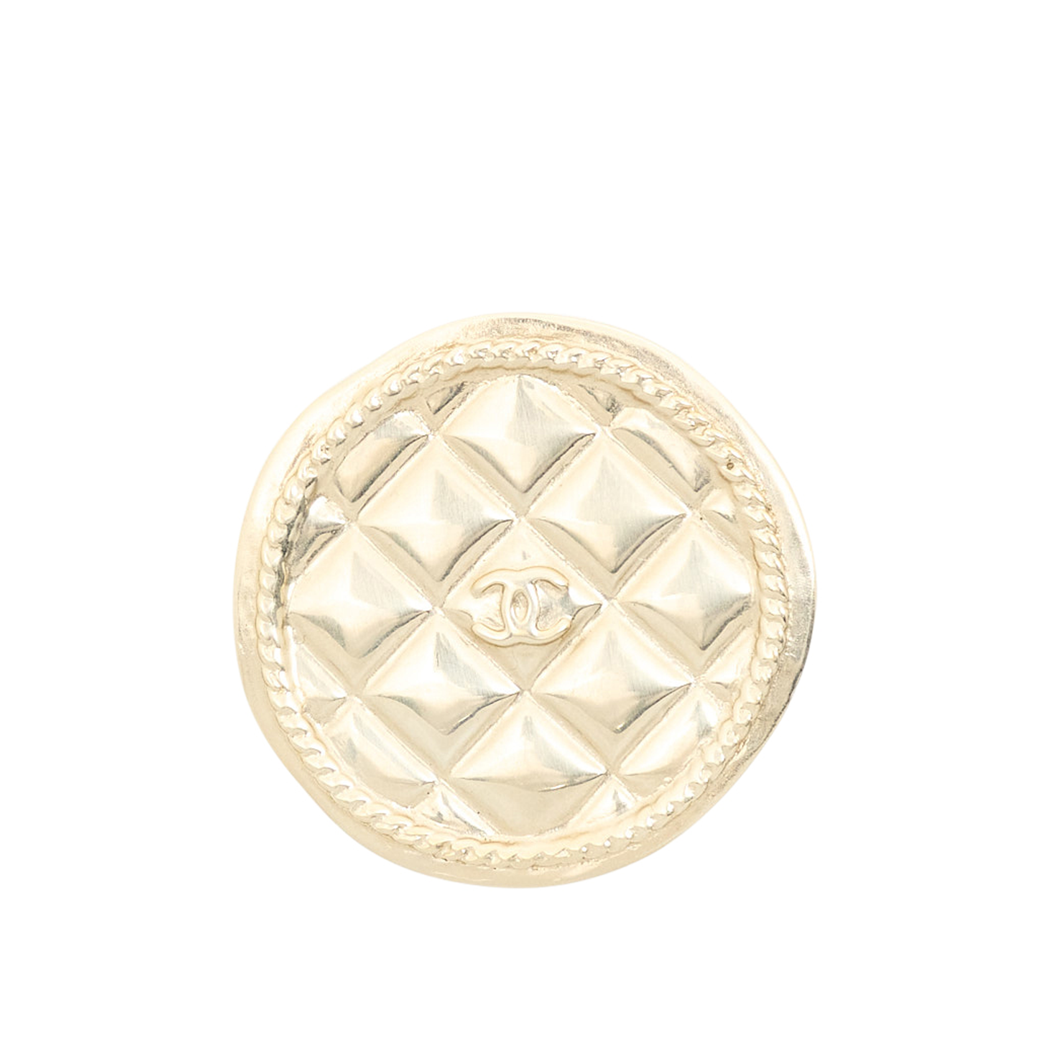 Chanel Gold Quilted Medallion Brooch