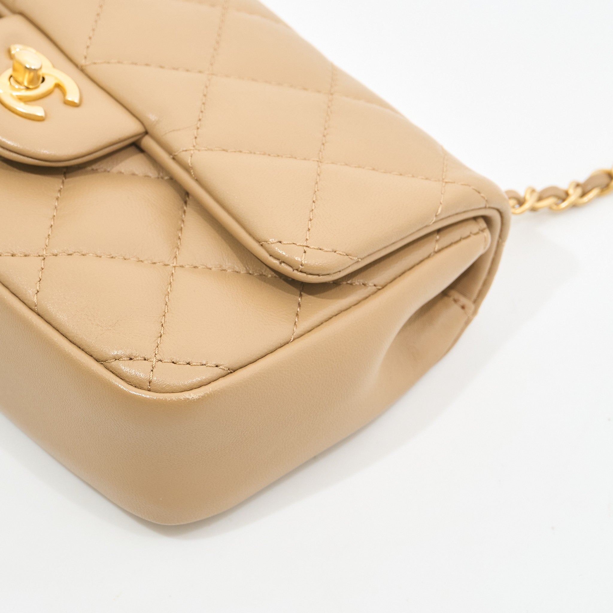 Chanel Mini Heart Charms Beige Flap Bag