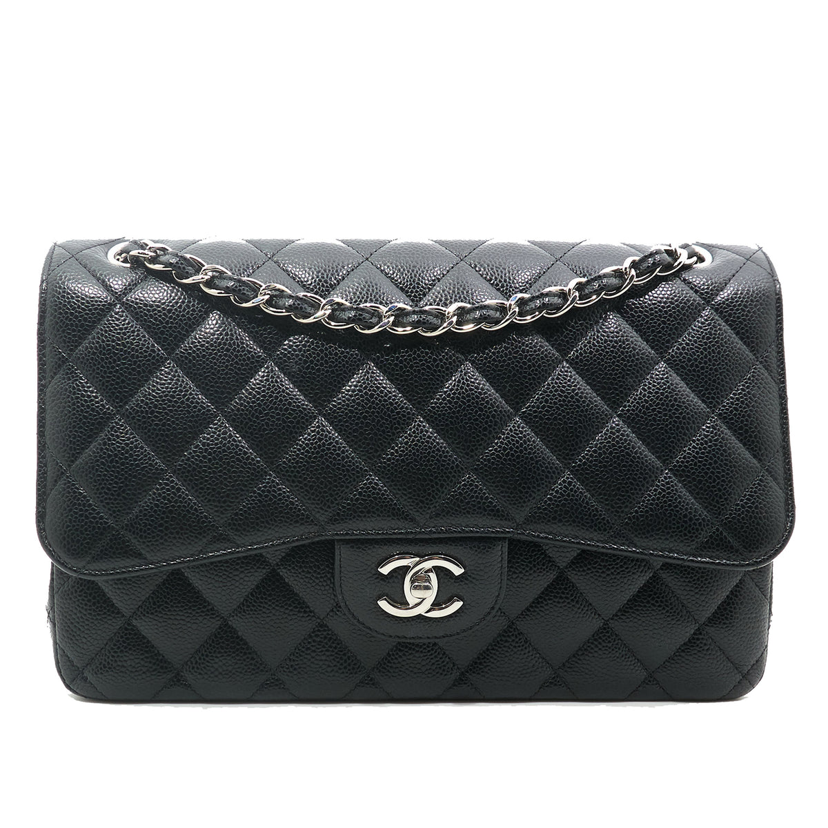 Chanel Jumbo Black Caviar Bag SHW
