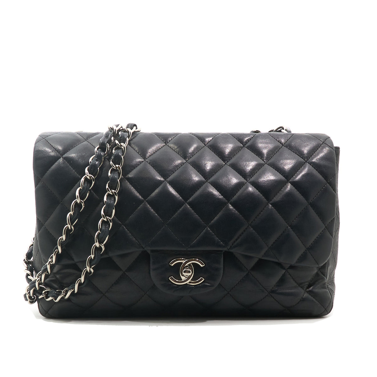 Chanel Jumbo Black Lambskin Bag SHW