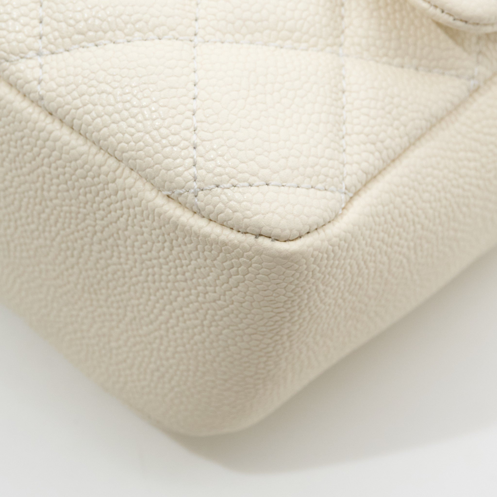 Chanel Jumbo White Caviar Camera Flap Bag PHW