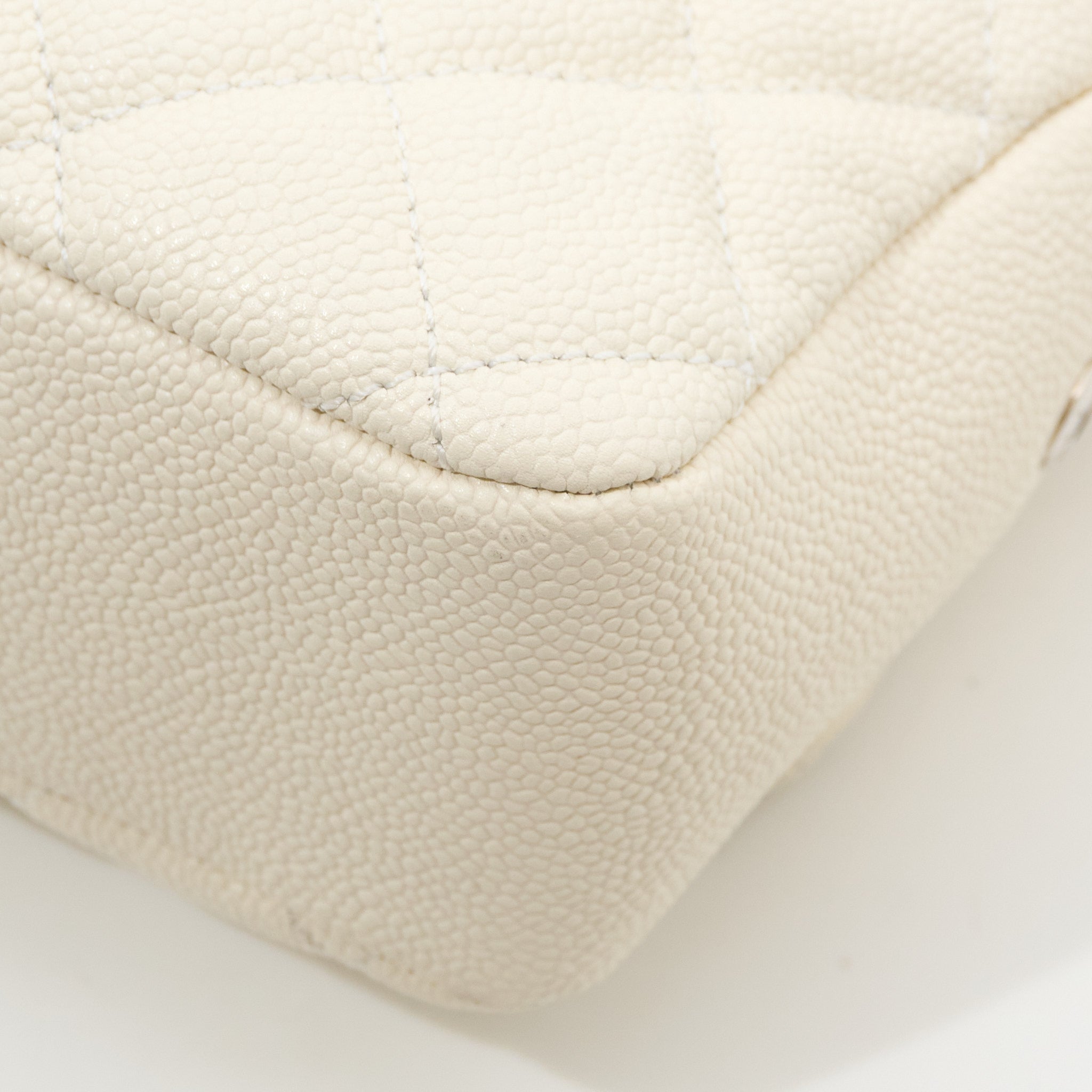 Chanel Jumbo White Caviar Camera Flap Bag PHW