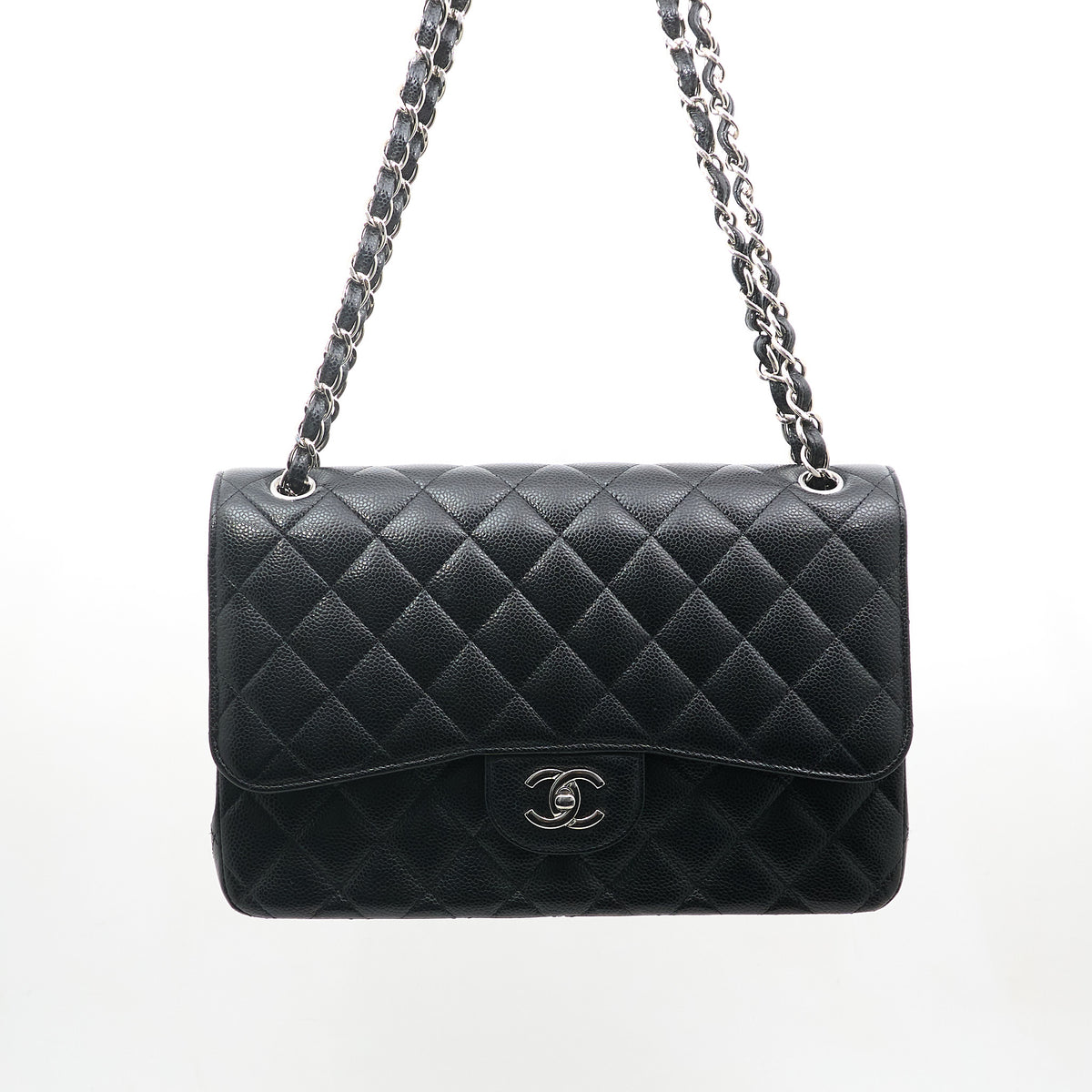 Chanel Jumbo Black Caviar Bag SHW