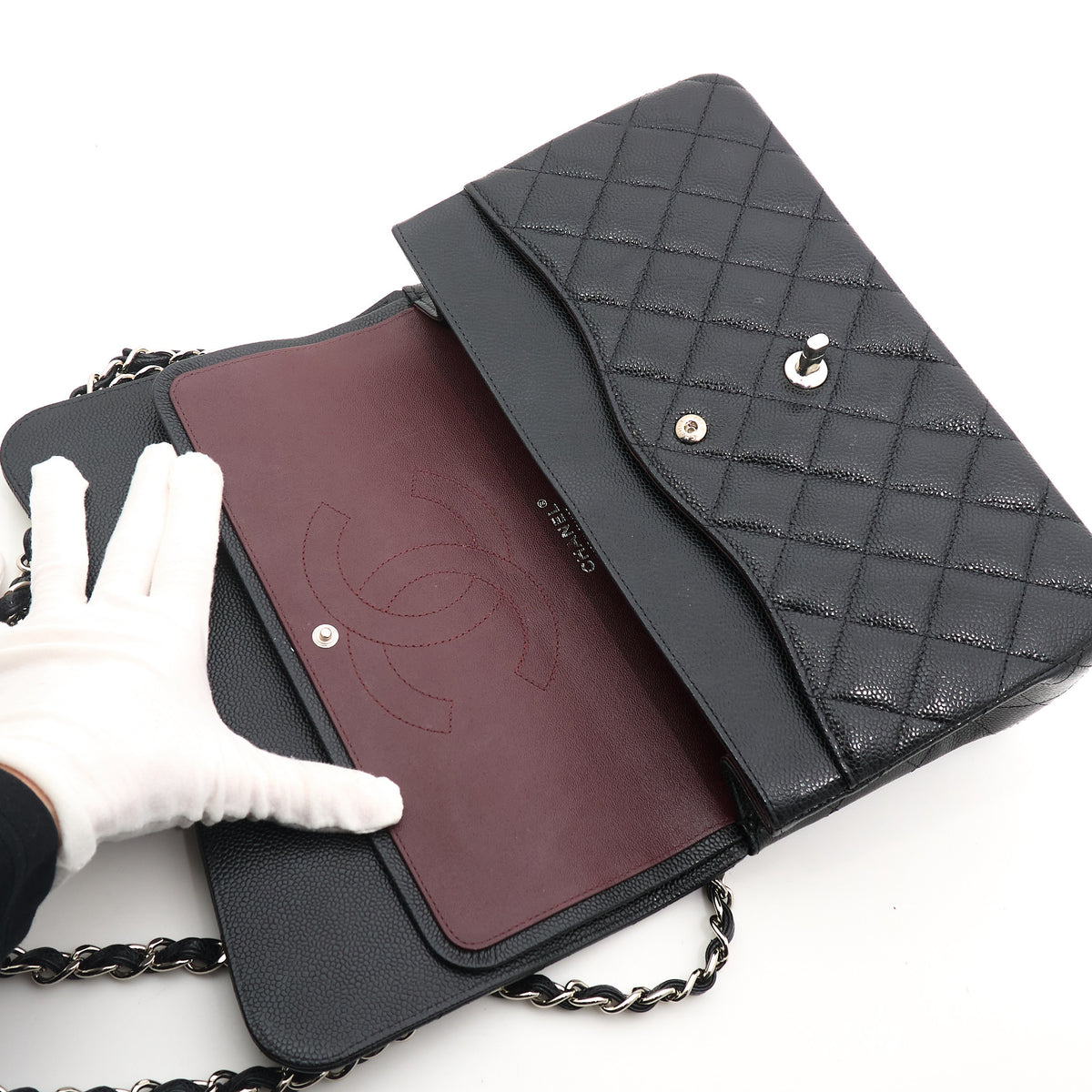 Chanel Jumbo Black Caviar Bag SHW