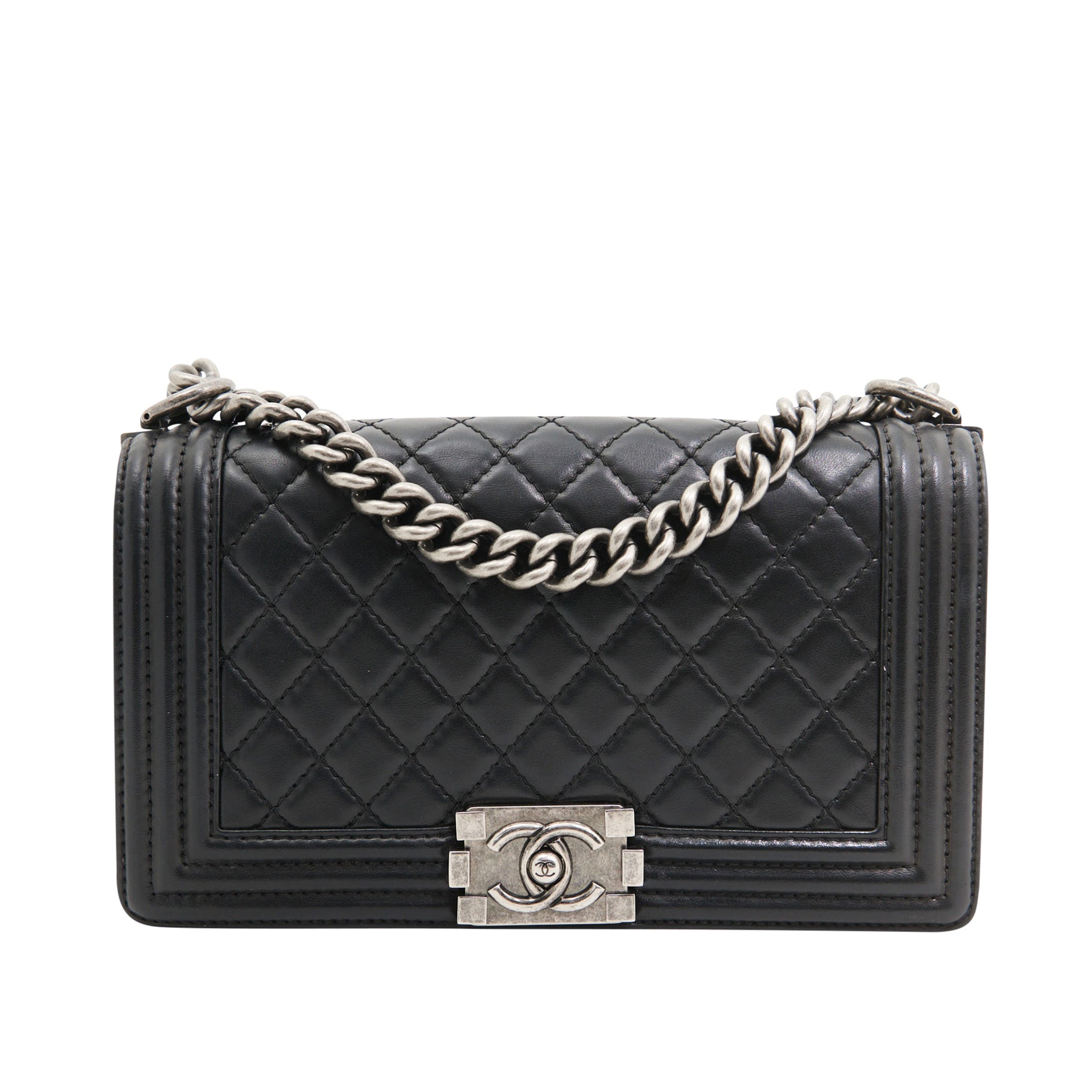 Chanel Lambskin Boy Bag Medium (Recolour) in Black SHW