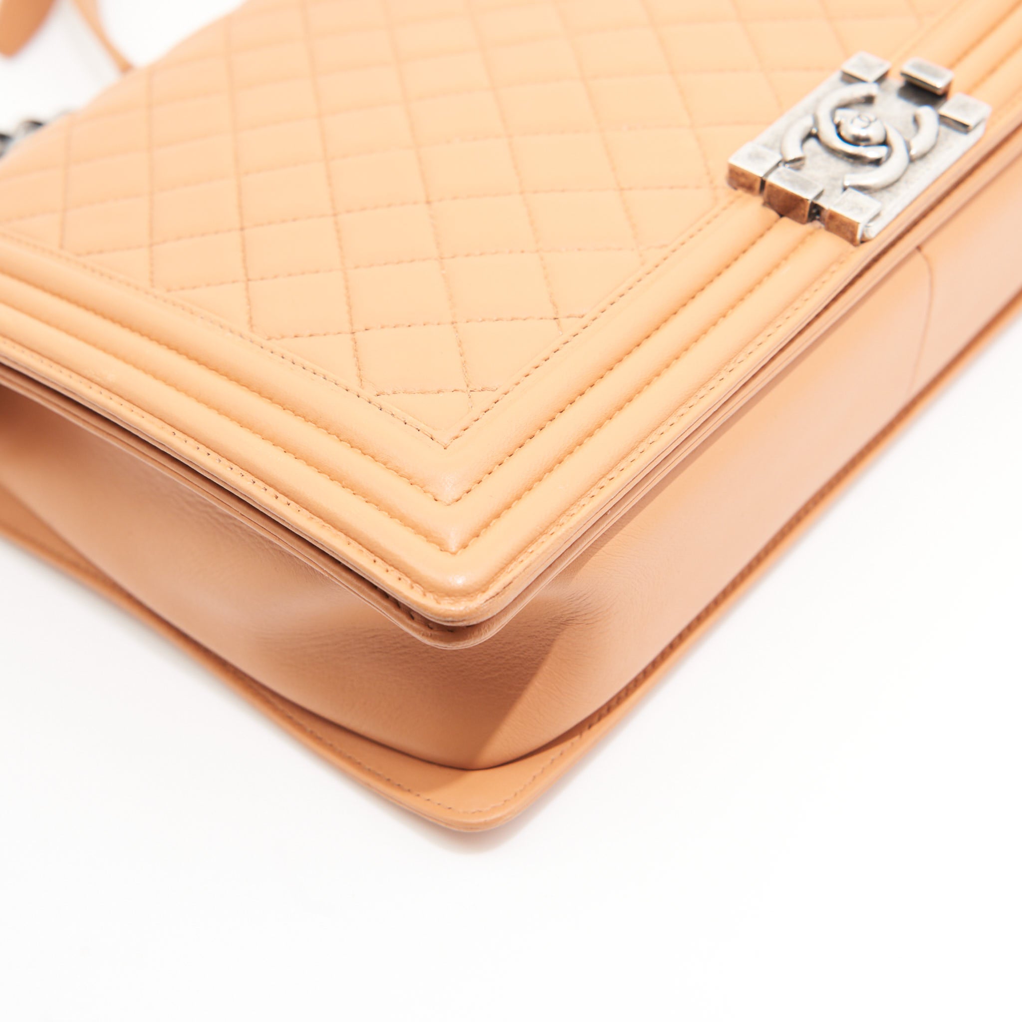 Chanel Lambskin Quilted Boy Large in Apricot SHW