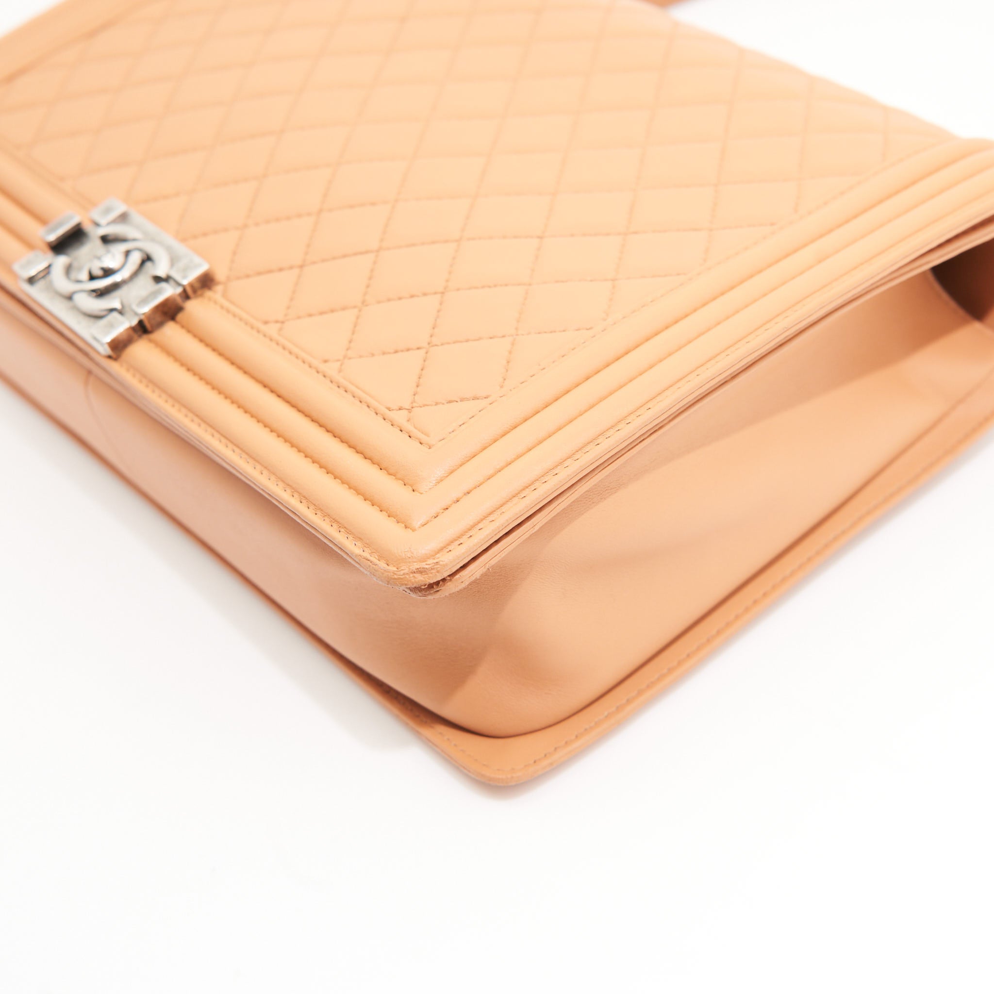 Chanel Lambskin Quilted Boy Large in Apricot SHW