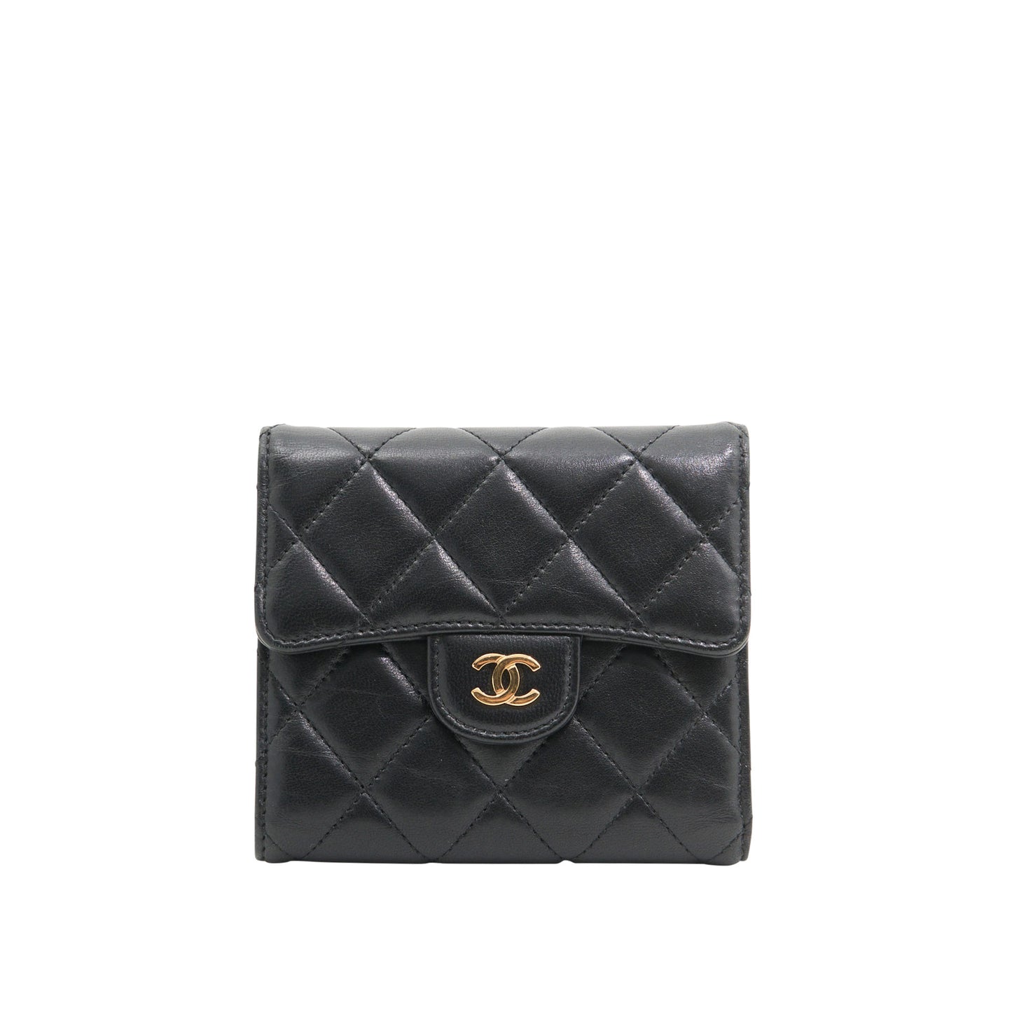 Chanel Lambskin Quilted Wallet in Black GHW
