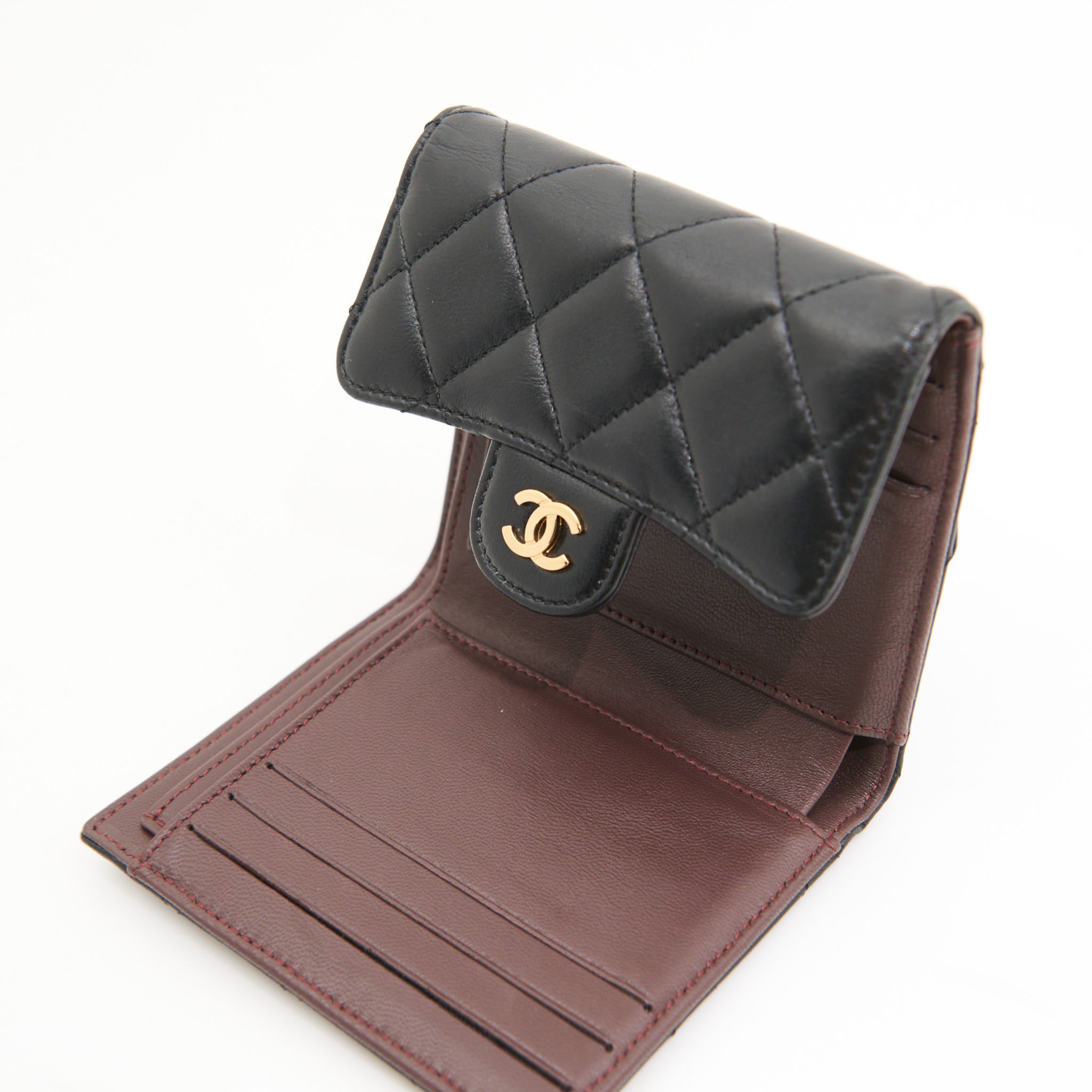 Chanel Lambskin Quilted Wallet in Black GHW