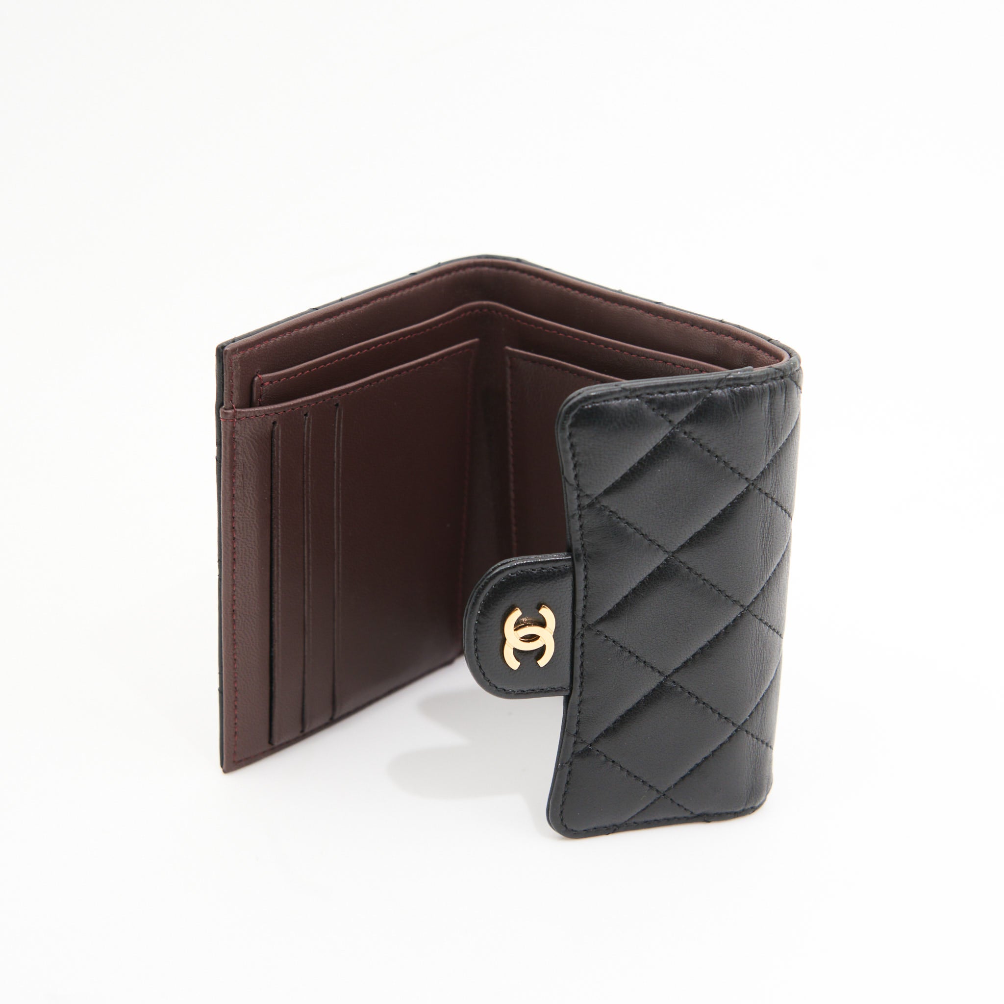 Chanel Lambskin Quilted Wallet in Black GHW