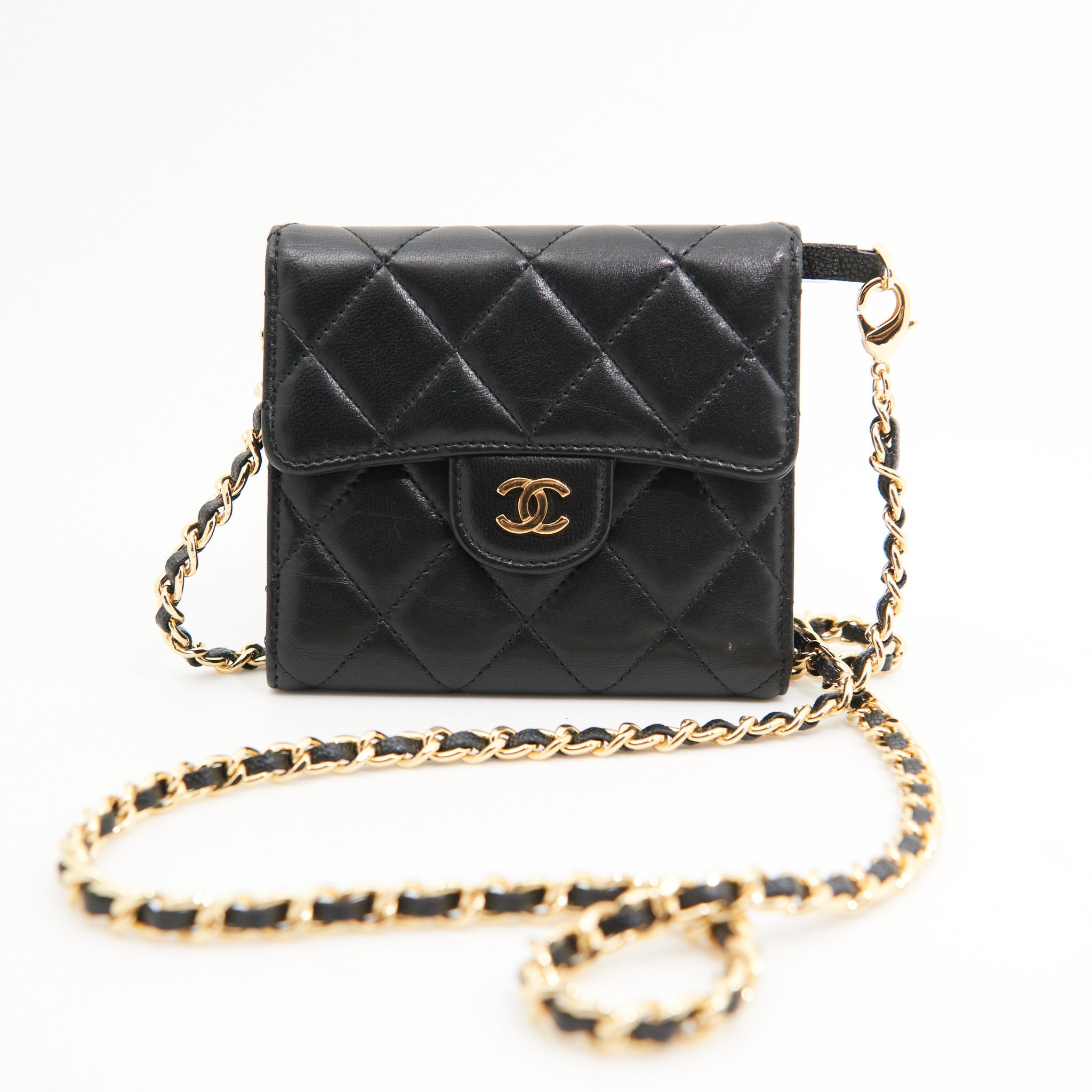 Chanel Lambskin Quilted Wallet in Black GHW