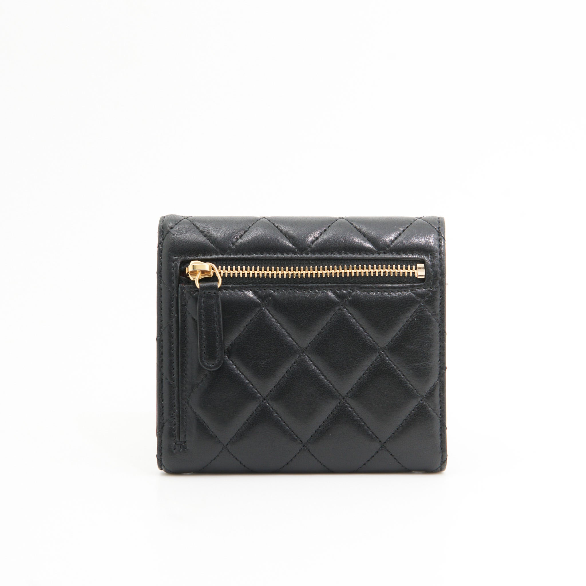 Chanel Lambskin Quilted Wallet in Black GHW