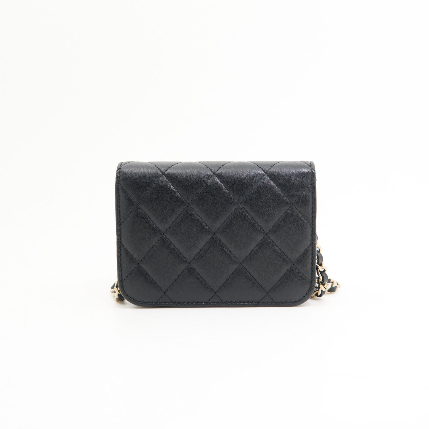 Chanel Lambskin Quilted Wallet On Chain in Black GHW
