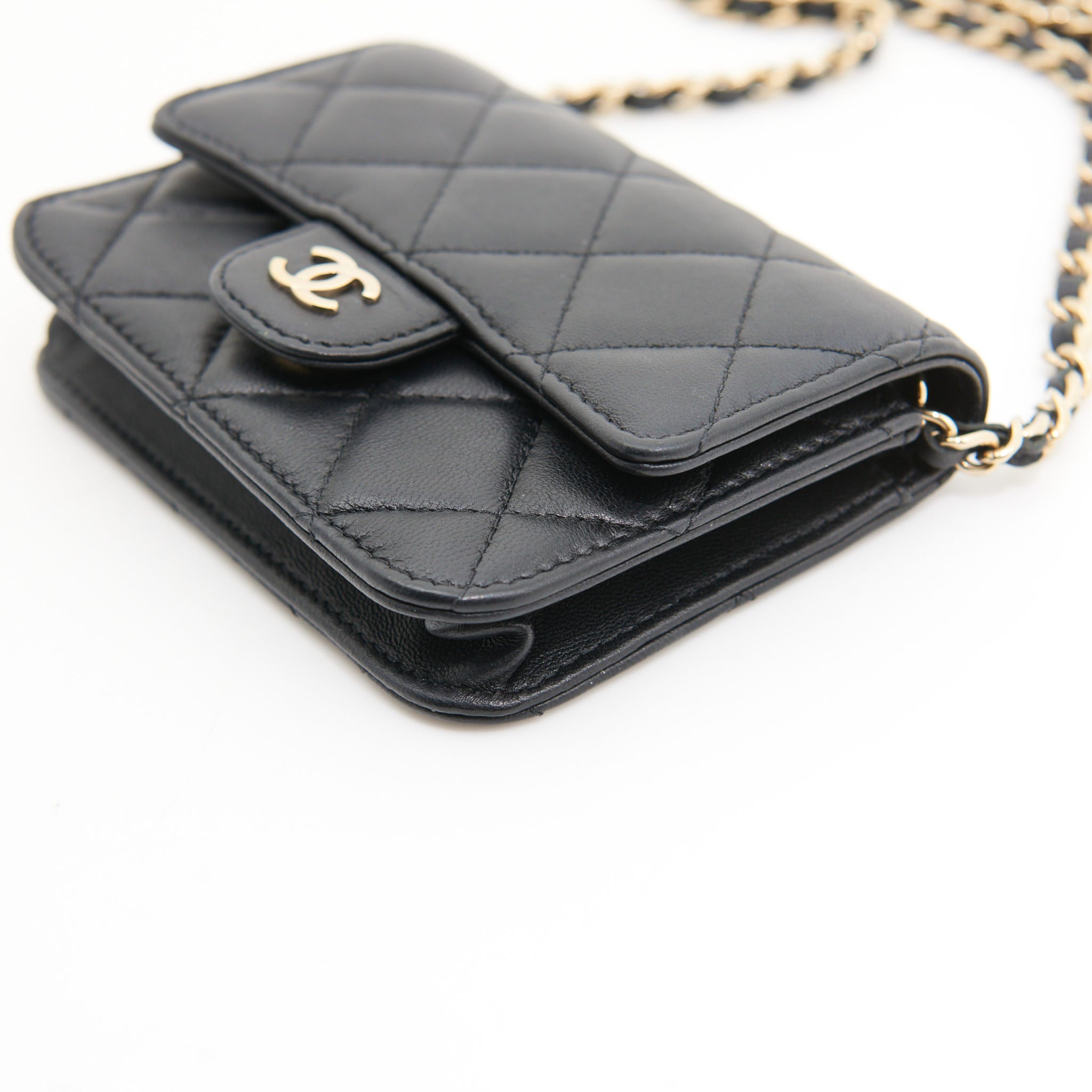 Chanel Lambskin Quilted Wallet On Chain in Black GHW